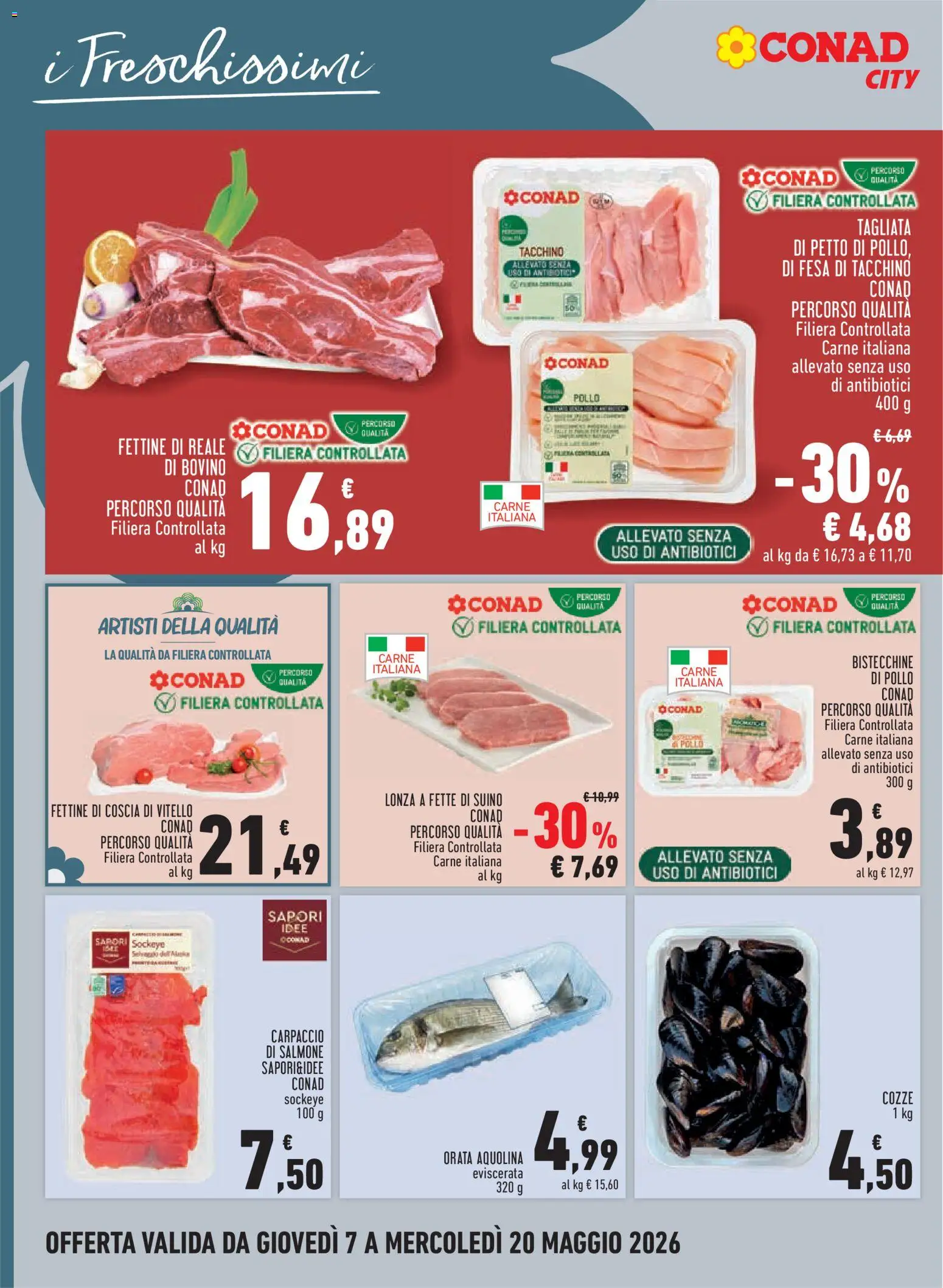 Volantino Conad del 07.05.2026 | Pagina: 8 | Prodotti: Bovino, Orata, Suino, Tacchino