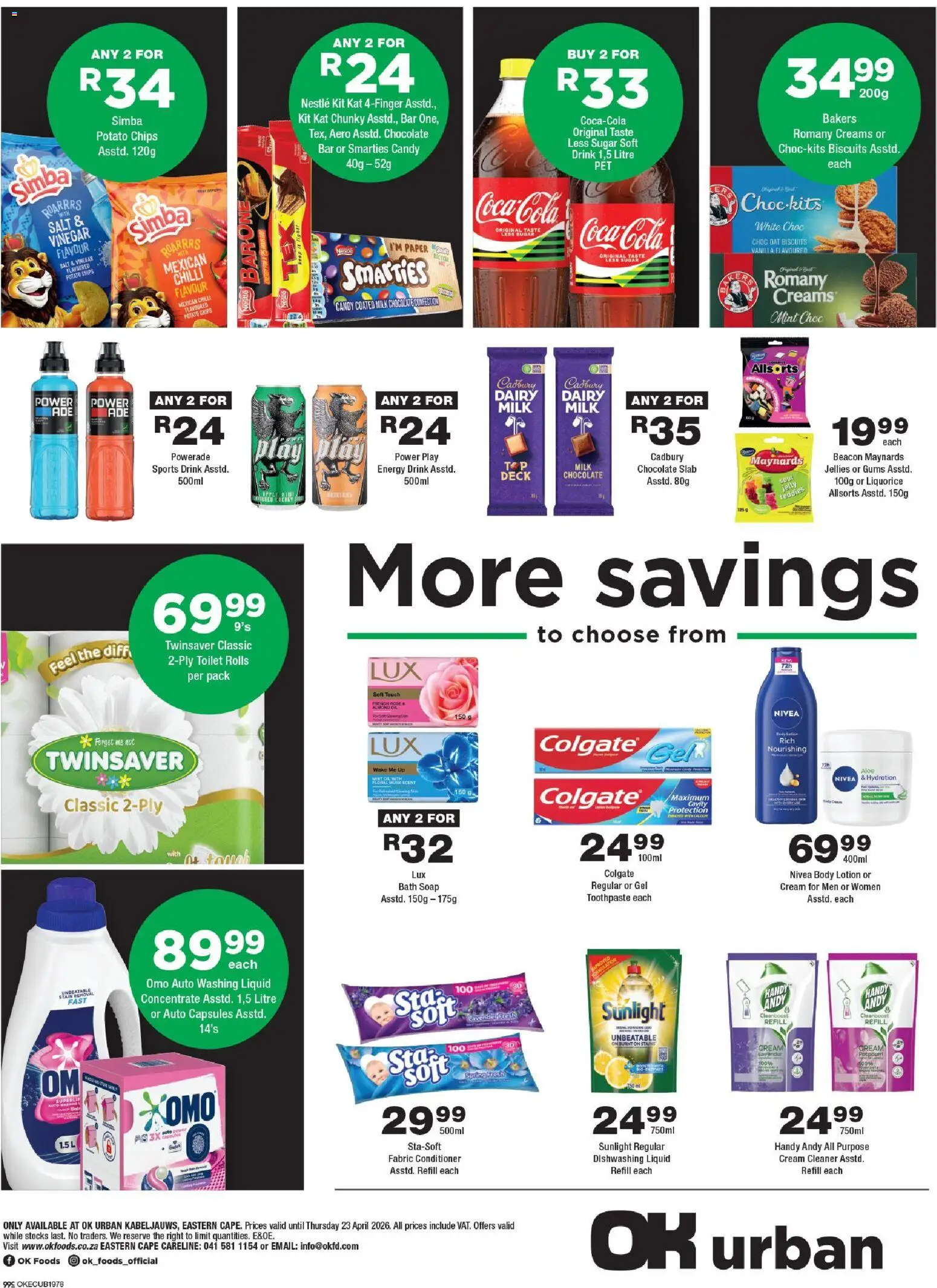 New OK Foods catalogue – valid from 15.04.2026 | Page: 4 | Products: Bath, Milk, Oil, Chocolate
