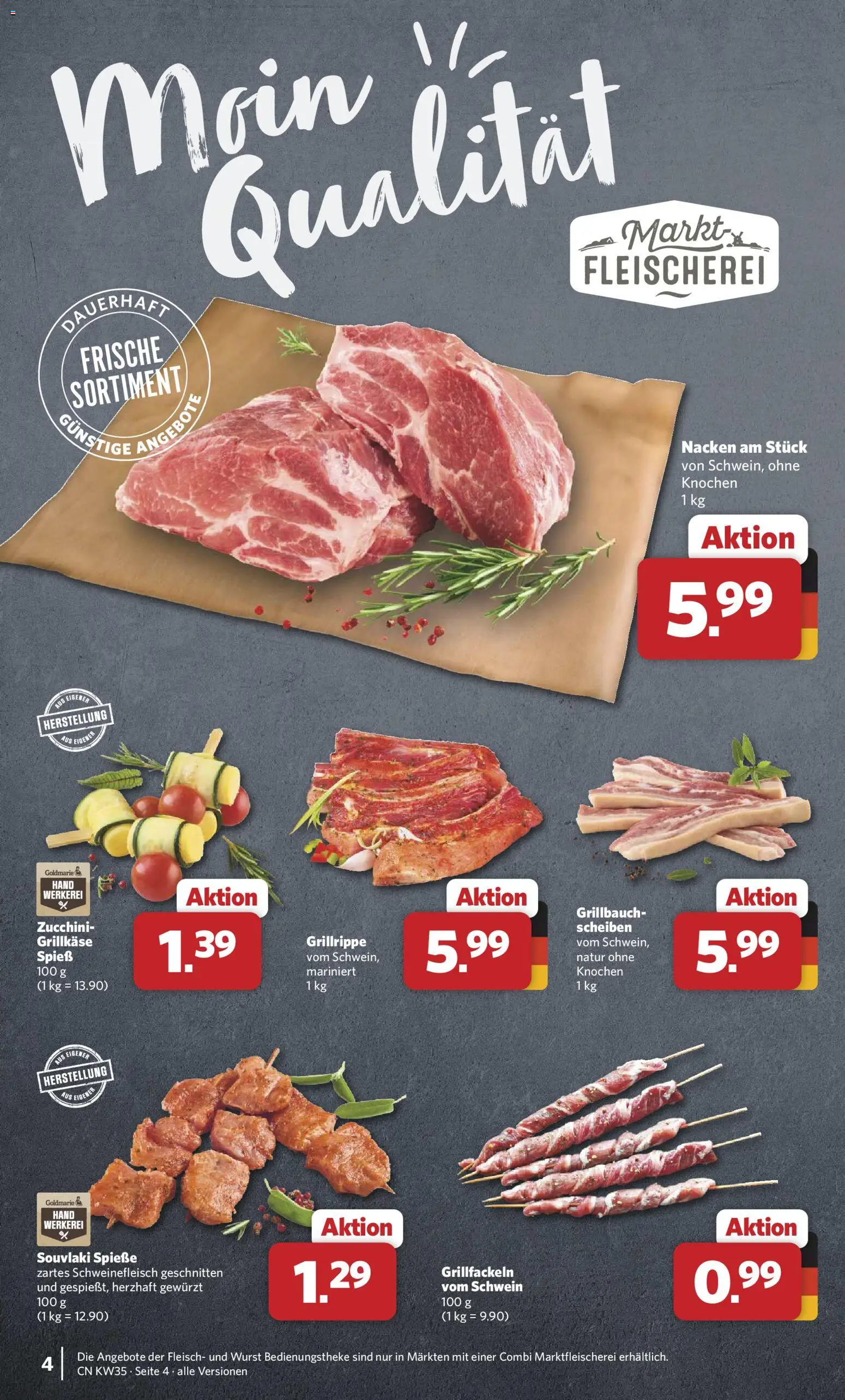 Combi Prospekt – gültig ab 24.08.2026 | Seite: 4 | Produkte: Spieße, Wurst, Zucchini, Fleisch