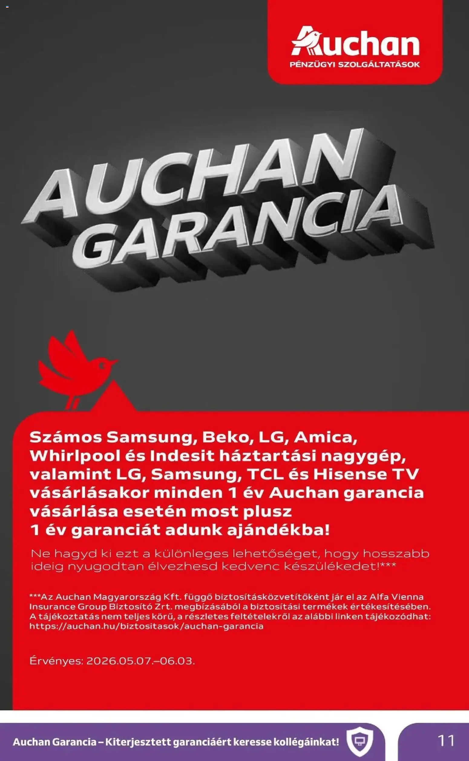 Auchan akciós ujság - amely érvényes a következő dátumtól: 07.05.2026 | Oldal: 11 | Termékek: TV