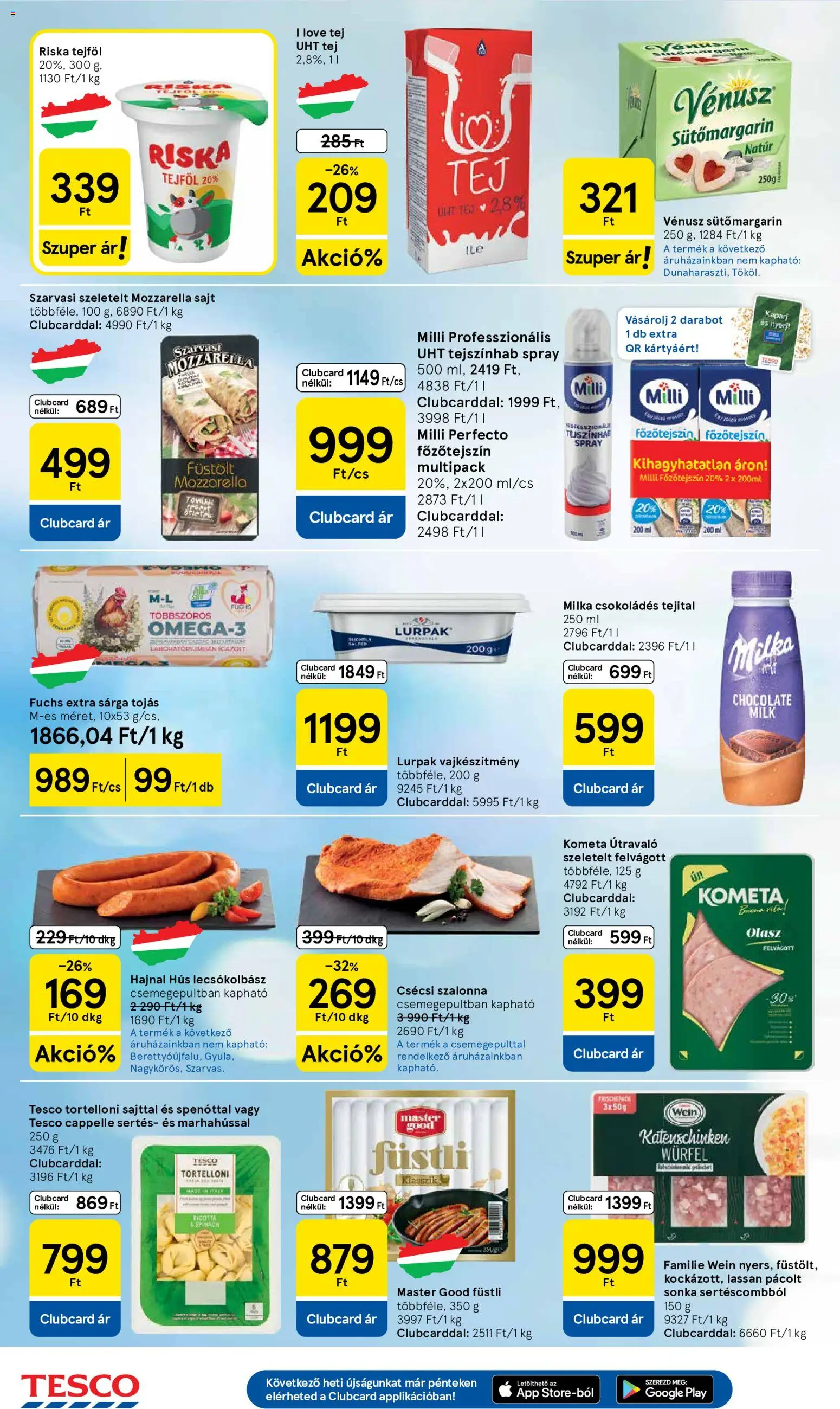 Tesco akciós ujság - amely érvényes a következő dátumtól: 04.06.2026 | Oldal: 4 | Termékek: Hús, Főzőtejszín, Sonka, Tejföl