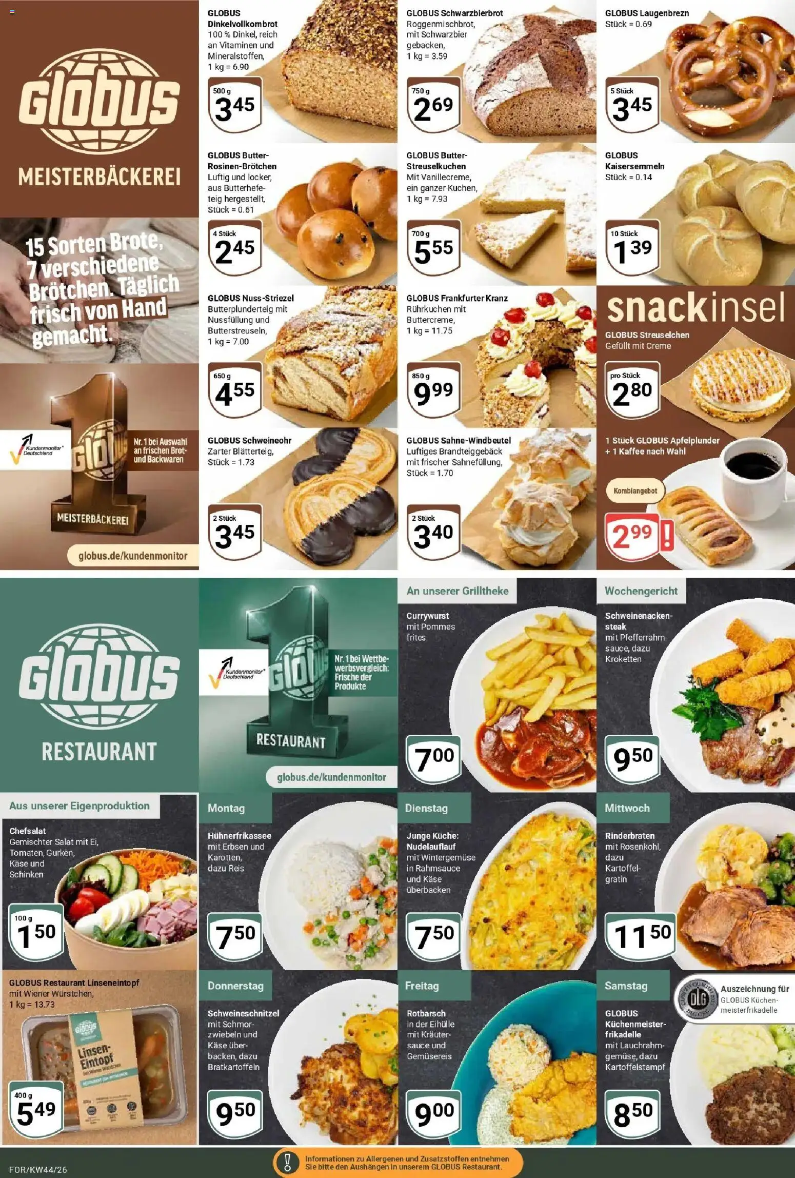Globus Prospekt Forchheim (ab 26.10.2026) » Angebote online | Seite: 5 | Produkte: Rinderbraten, Butter, Küche, Schinken