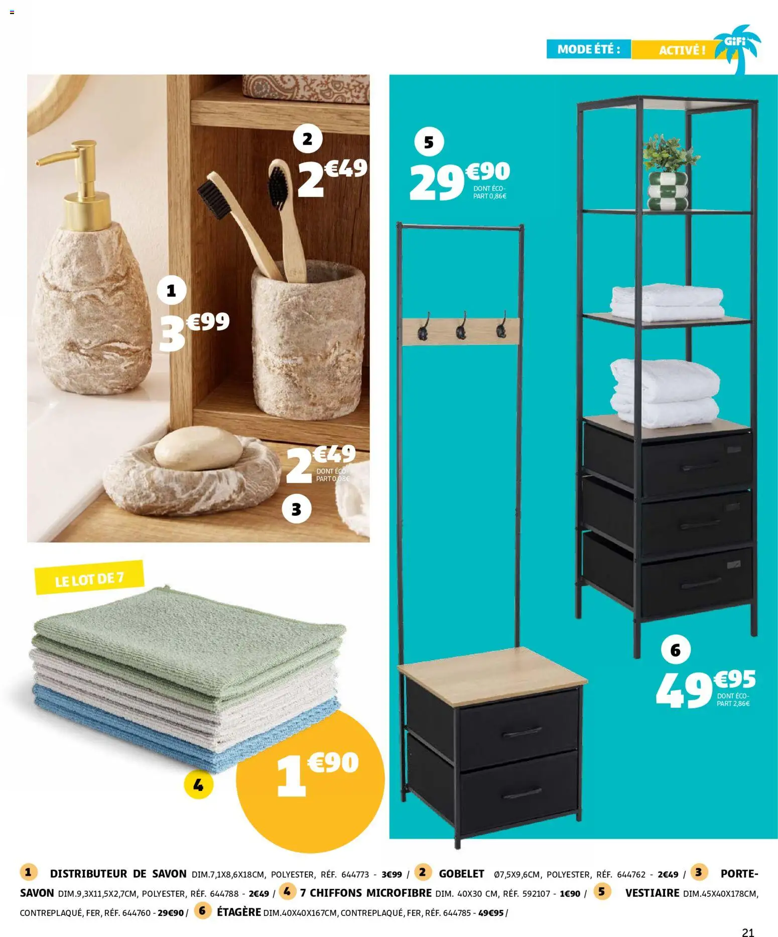 {H1} | Page: 21 | Produits: Savon, Porte, Étagère
