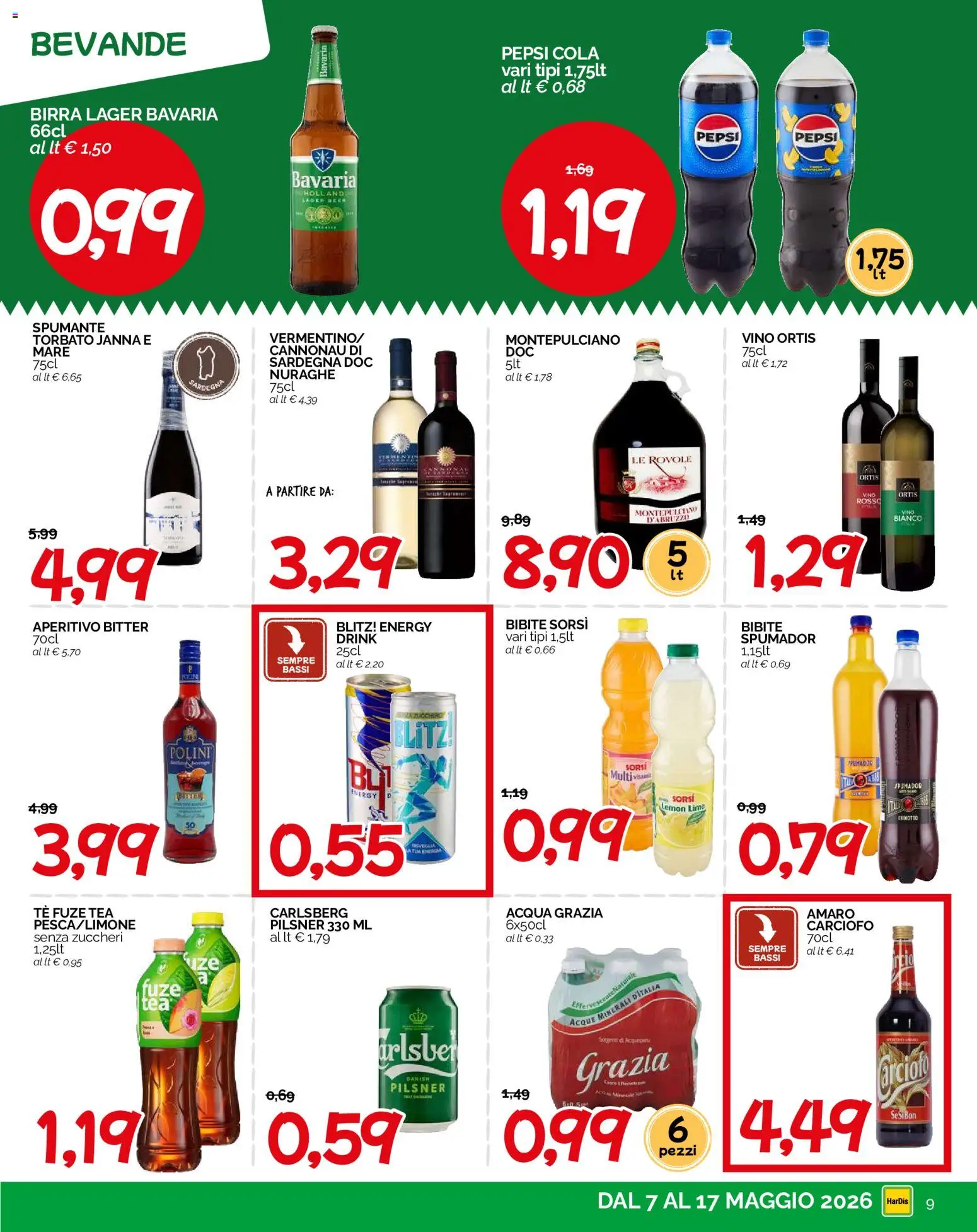 Volantino HarDis del 07.05.2026 | Pagina: 9 | Prodotti: Tè, Zucchero, Pepsi, Aperitivo