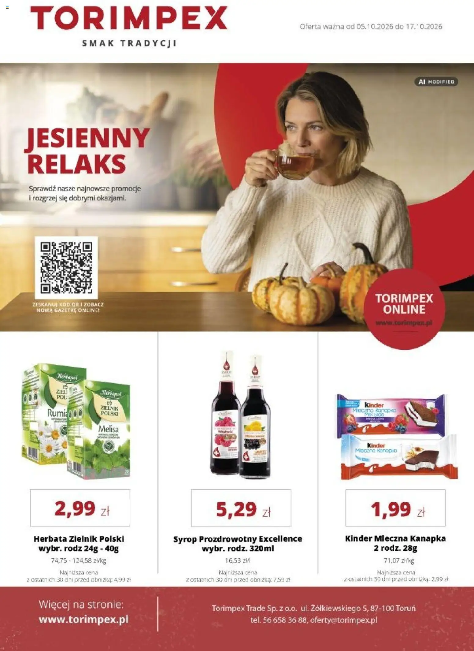 Torimpex gazetka od 05.10.2026 | Strona: 1 | Produkty: Syrop, Syrop prozdrowotny, Mleczna kanapka, Herbata