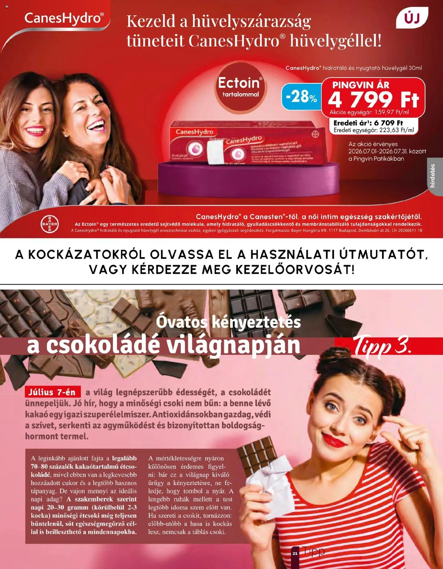 Pingvin Patika akciós ujság - amely érvényes a következő dátumtól: 2026.07.01. | Oldal: 21 | Termékek: Csokoládé, Cukor