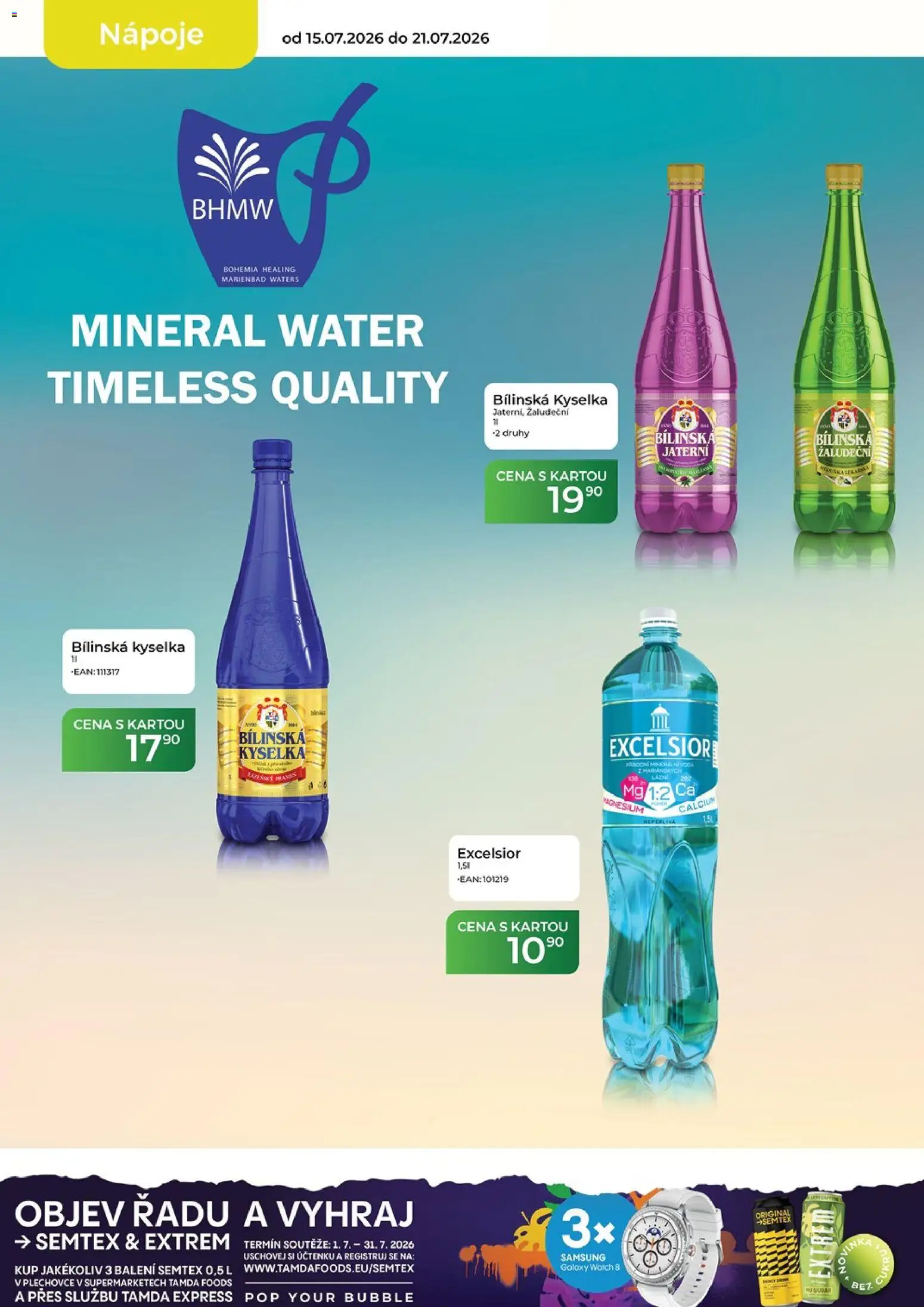Tamda Foods leták od 15.07.2026 | Strana: 18 | Produkty: Voda, Bílinská Kyselka, Samsung, Semtex