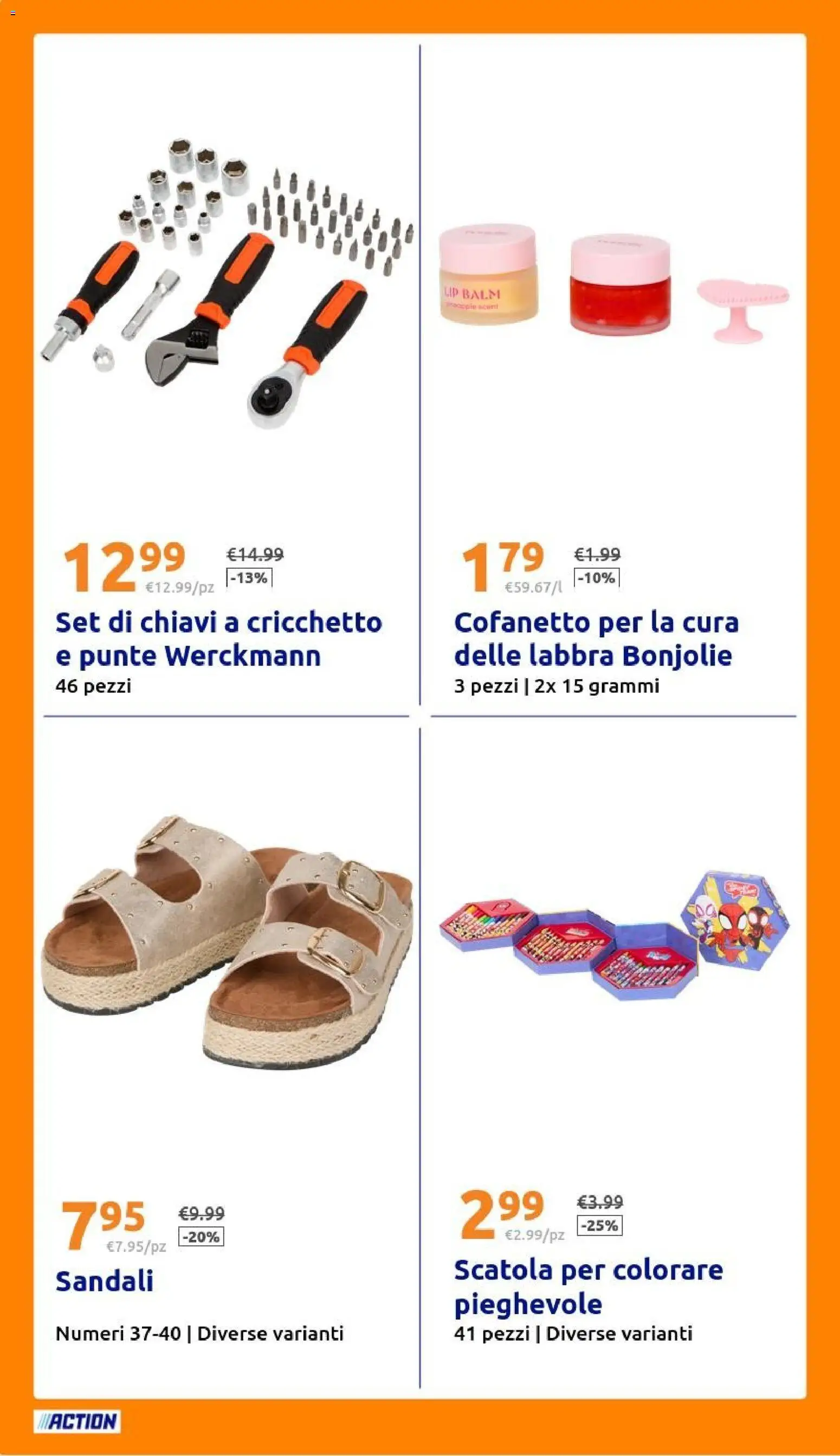 Volantino Action del 01/07/2026 | Pagina: 24 | Prodotti: Sandali, Scatola
