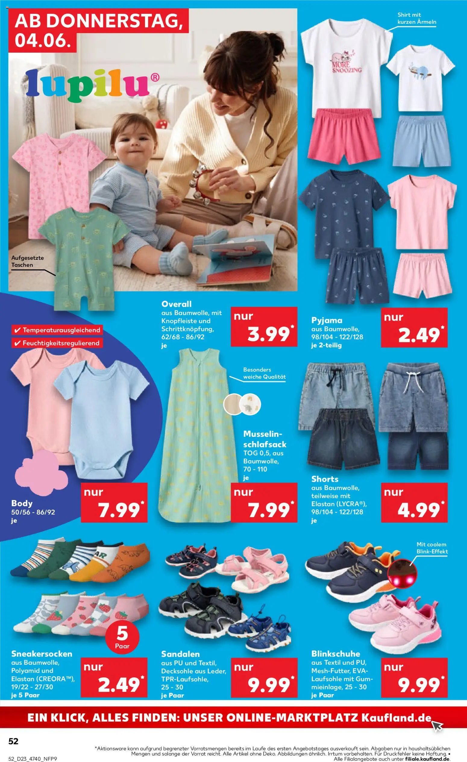 Kaufland Prospekt Hannover – gültig ab 04.06.2026 | Seite: 52 | Produkte: Shirt, Schlafsack, Overall, Pyjama