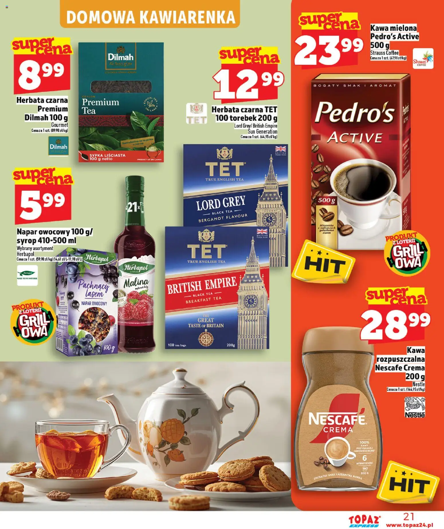 Topaz gazetka - Express od 14.05.2026 | Strona: 21 | Produkty: Malina, Grill, Kawa, Herbata