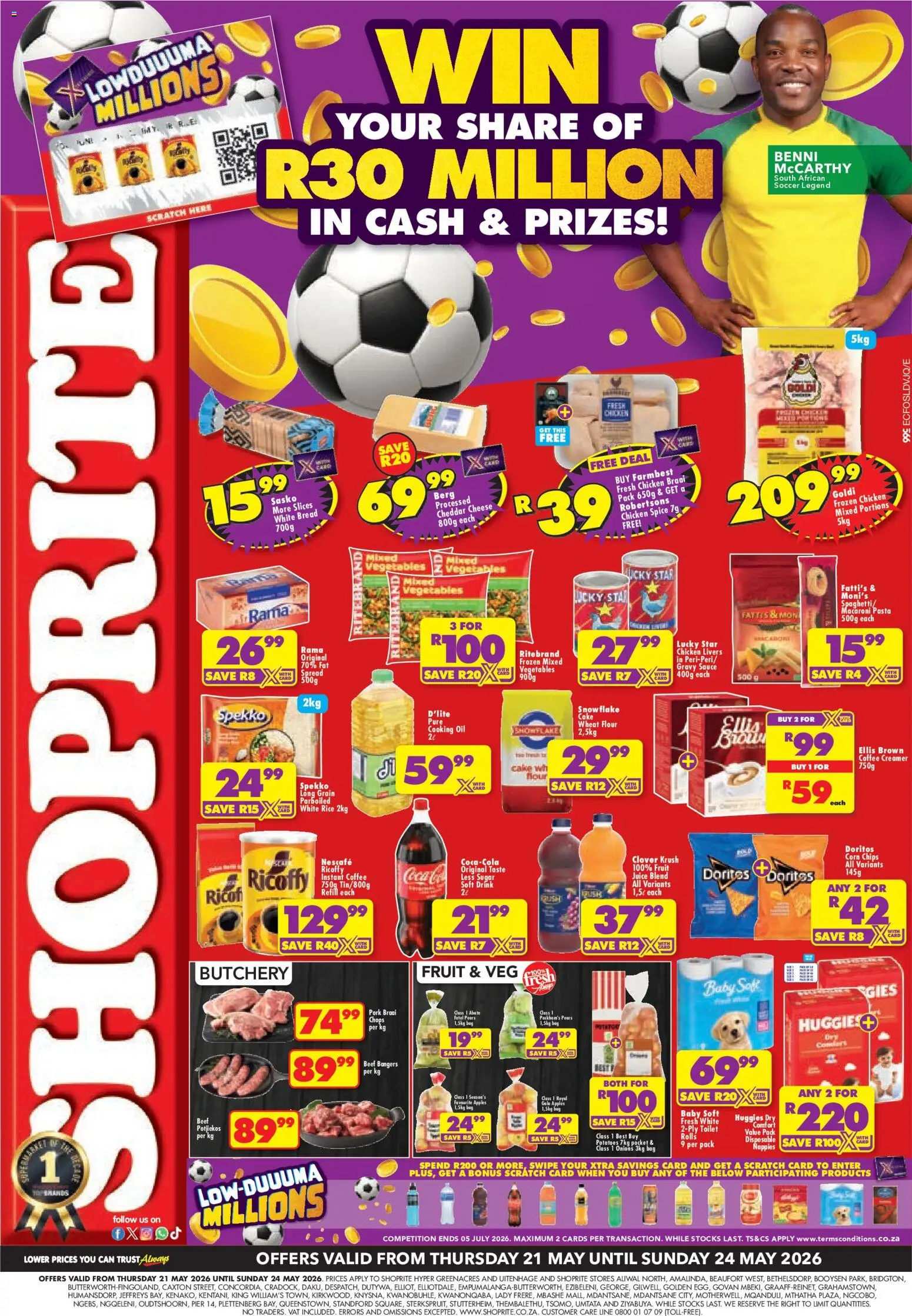 New Shoprite catalogue – valid from 21.05.2026 | Page: 1 | Products: Pears, Juice, Chicken, Vegetables