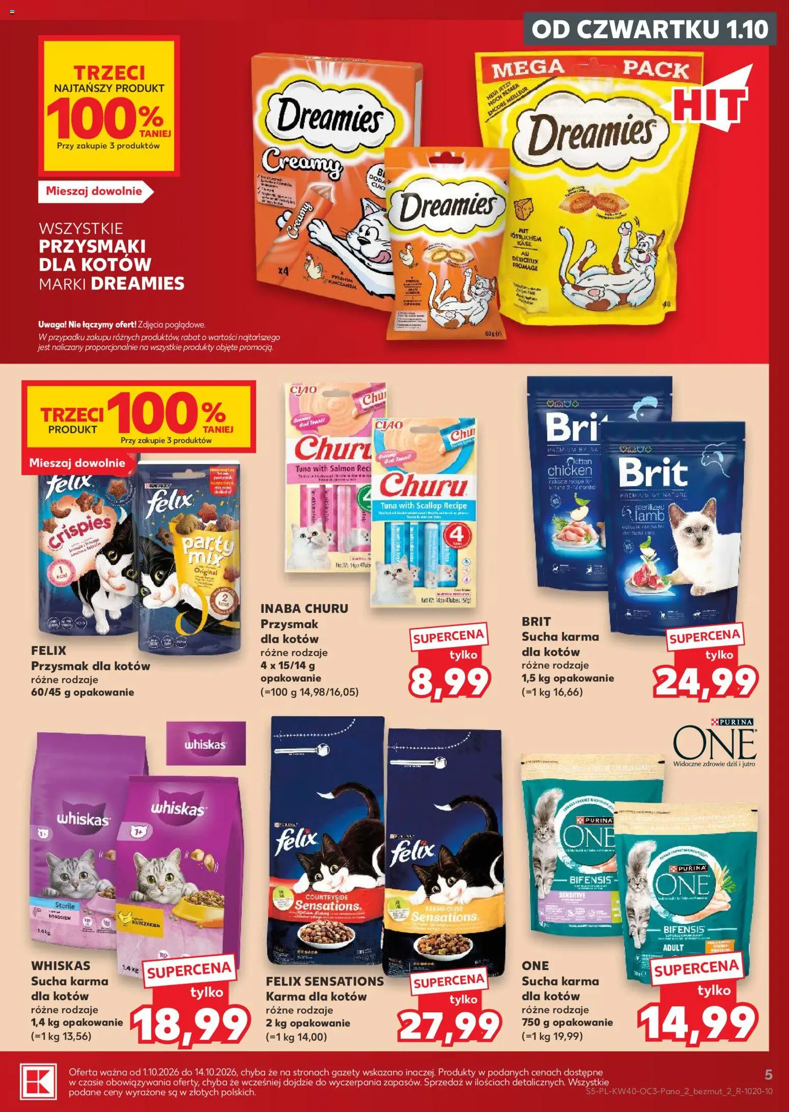 Kaufland Polsko leták - Katalog z karmami i akcesoriami dla zwierzaków od 01.10.2026 | Strana: 5 | Produkty: Felix, Purina, Whiskas, Kaše
