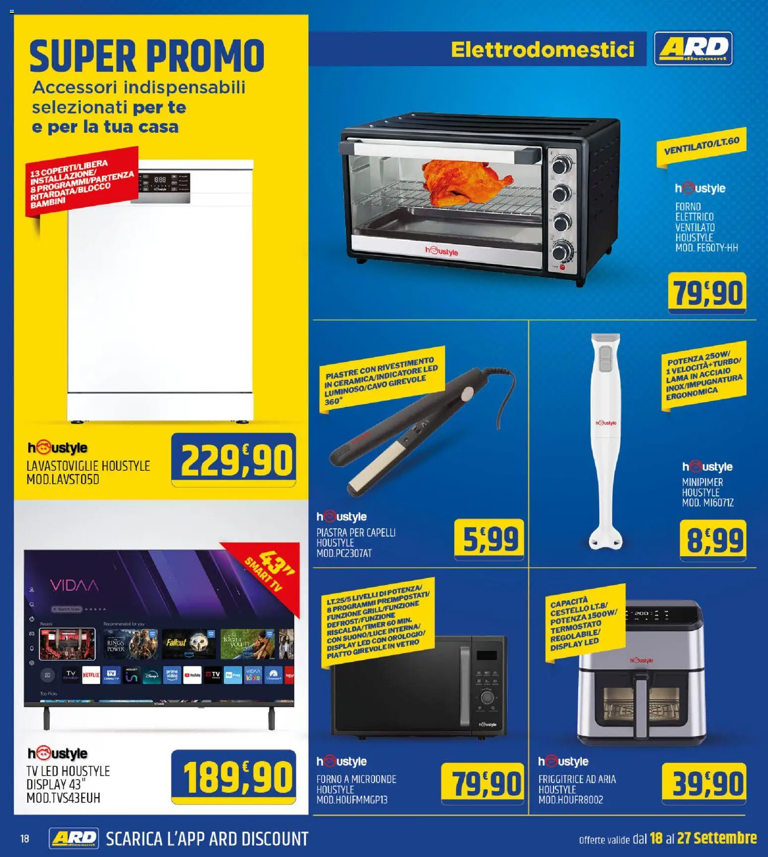 Volantino ARD Discount del 18/09/2026 | Pagina: 18 | Prodotti: Tè, smart TV, Piastra per capelli, Forno elettrico