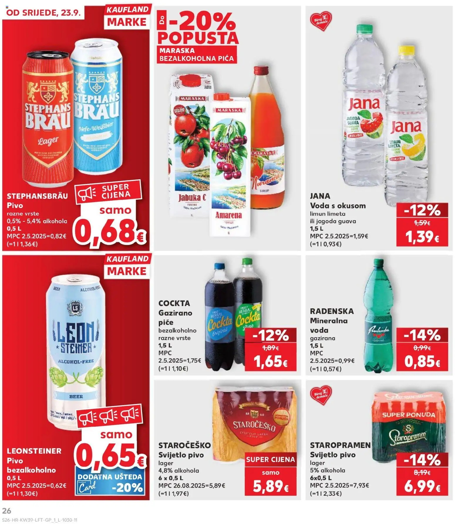 Kaufland katalog | vrijedi od 23.09.2026 | Stranica: 26 | Proizvodi: Radenska, Pivo, Limun, Lager