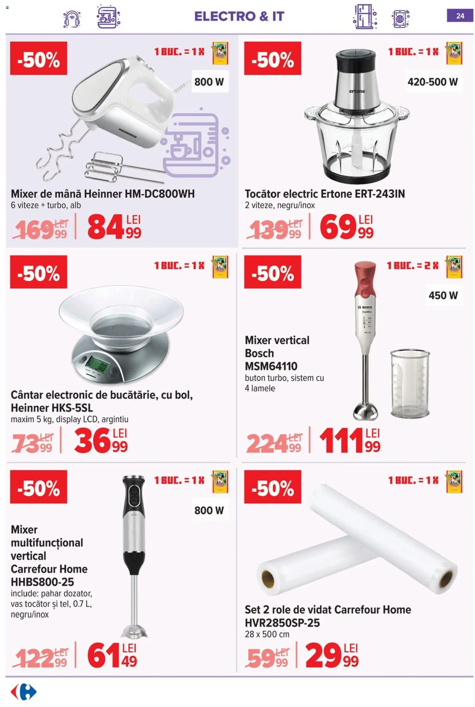 Noul catalog Carrefour – valabil de la 20.05.2026 | Pagină: 23 | Produse: Cântar electronic, Mixer, Cântar, Role
