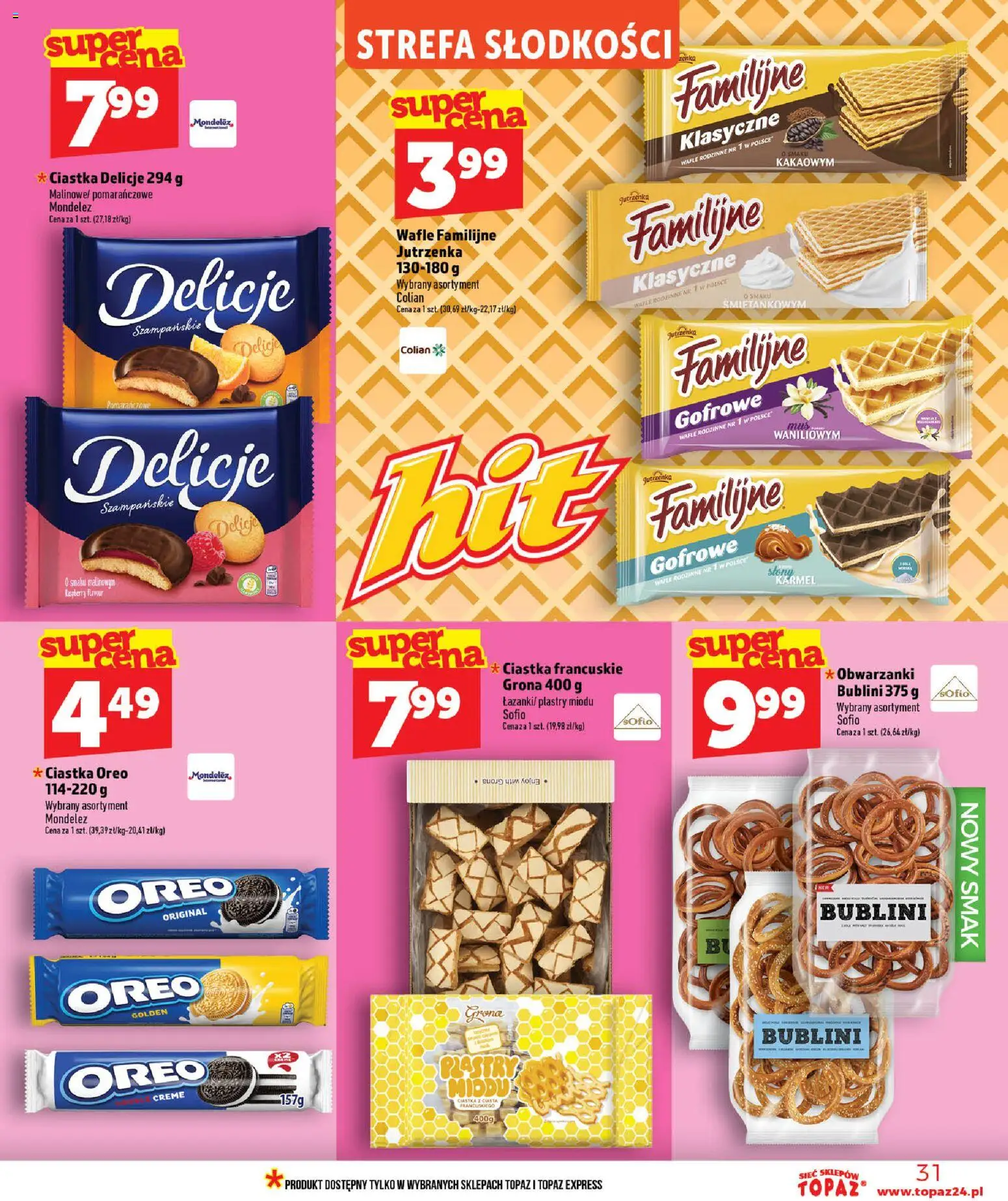 Topaz gazetka od 16.07.2026 | Strona: 31 | Produkty: Wafle, Oreo, Ciastka Oreo, Ciastka