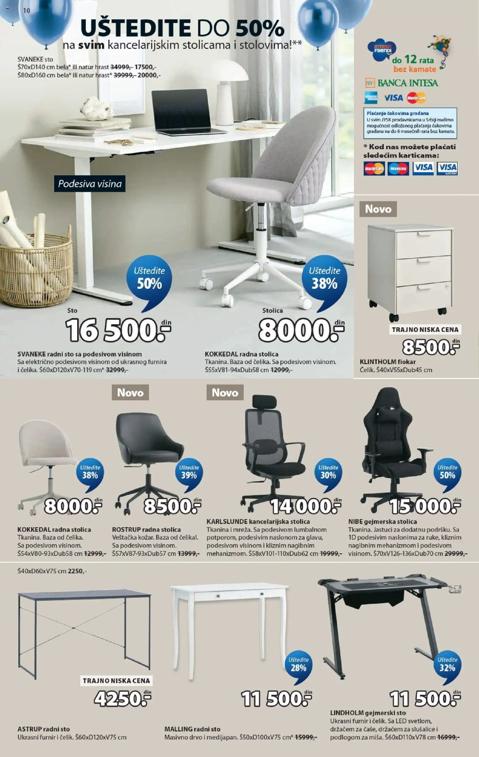 Jysk katalog - važi od 02.09.2026 | Strana: 10 | Proizvode: Sto, Stolica, Slušalice, Kancelarijska stolica