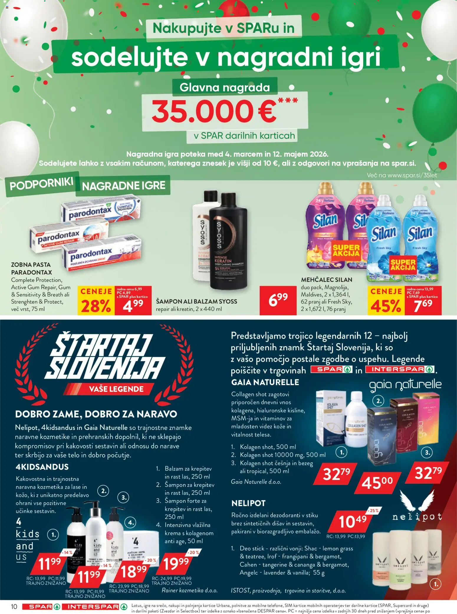 Novi Spar katalog ponudbe – veljaven od 29.04.2026 | Stran: 10 | Izdelki: Naravna kozmetika, Igra, Sampon, Zobna pasta