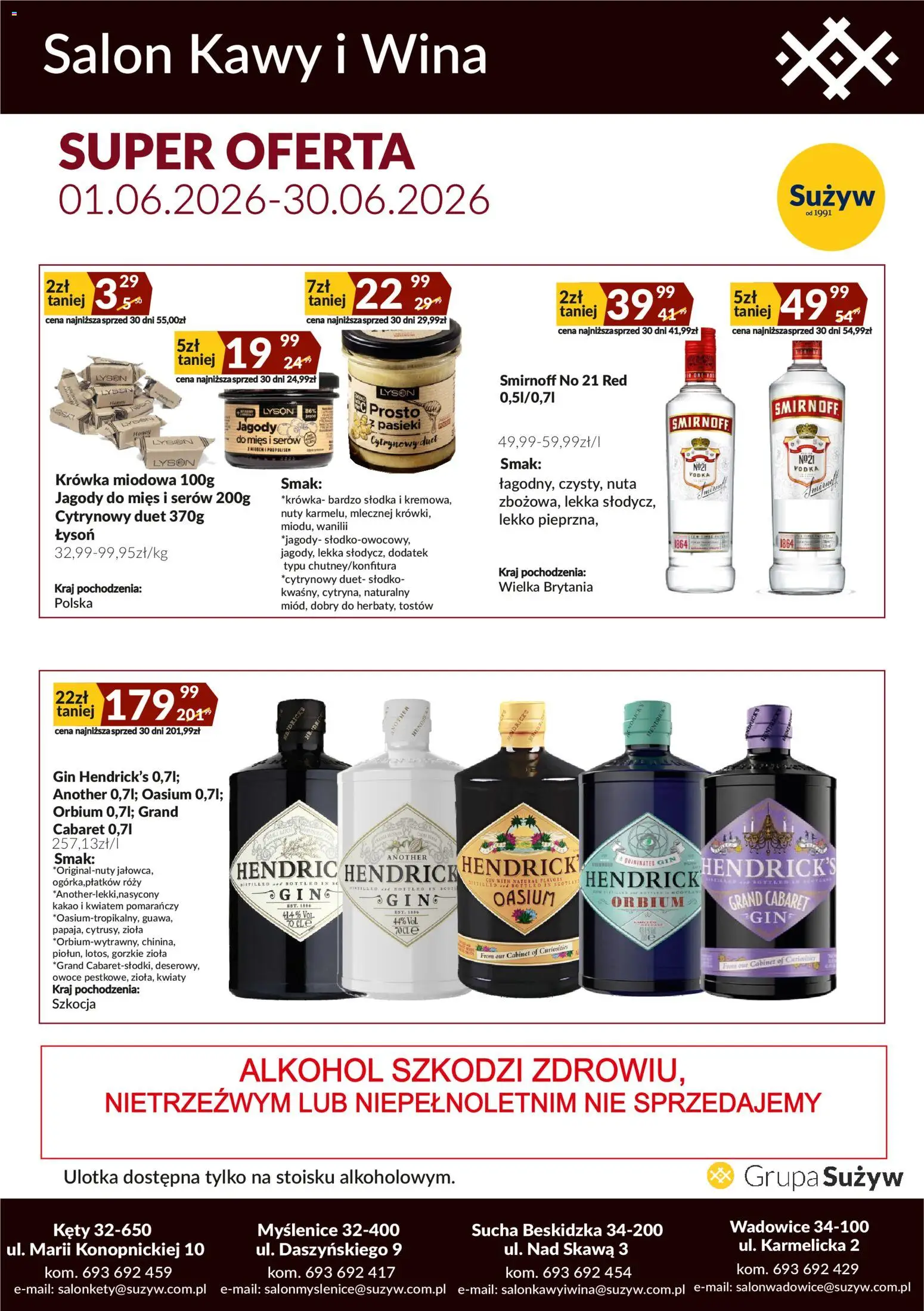 Sużyw gazetka - Salon kawy i wina od 01.06.2026 | Strona: 2 | Produkty: Jagody, Krowka, Gin, Owoce
