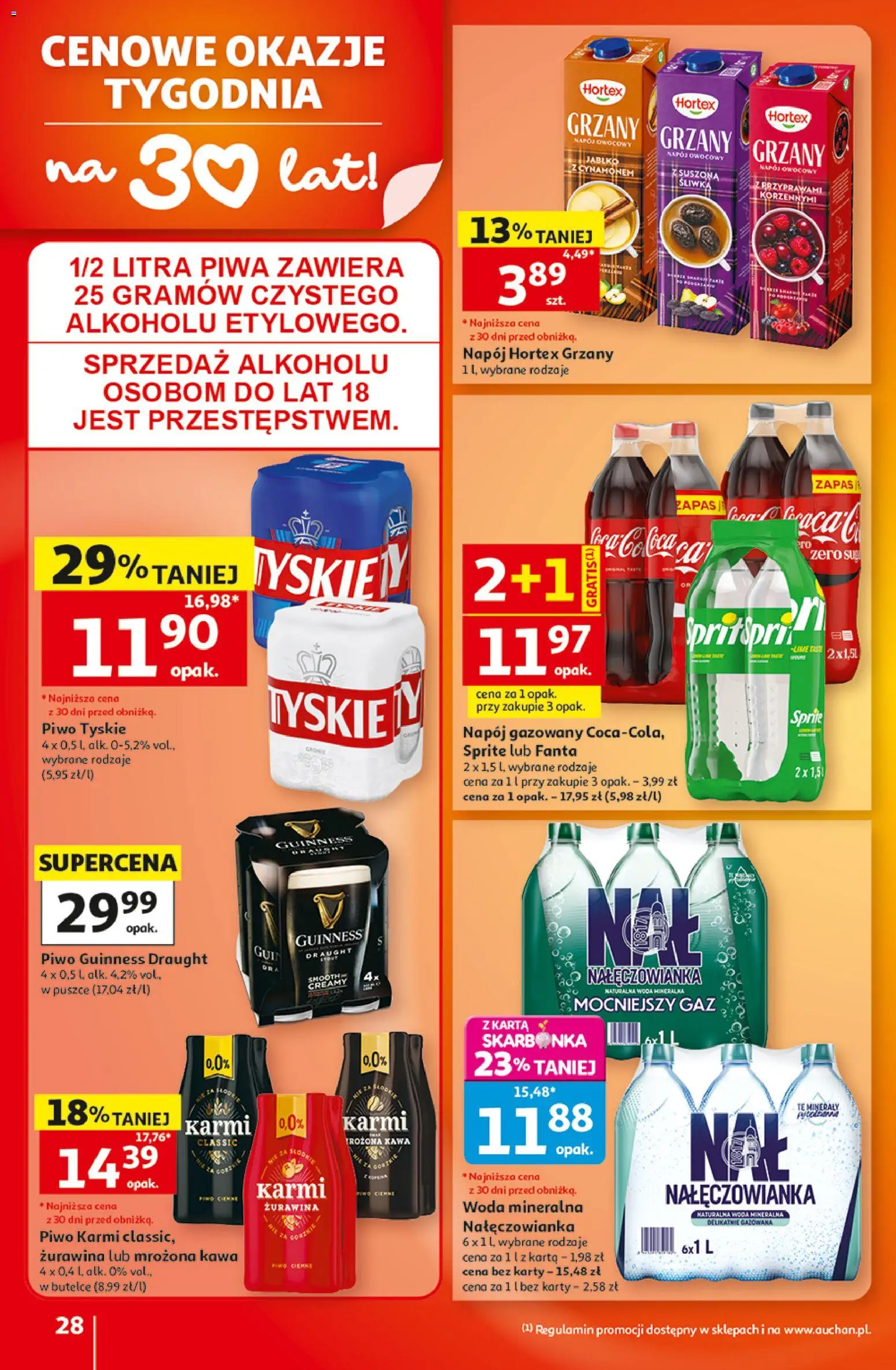 Auchan gazetka - Hipermarket od 22.10.2026 | Strona: 28 | Produkty: Karta, Guinness, Fanta, Piwo