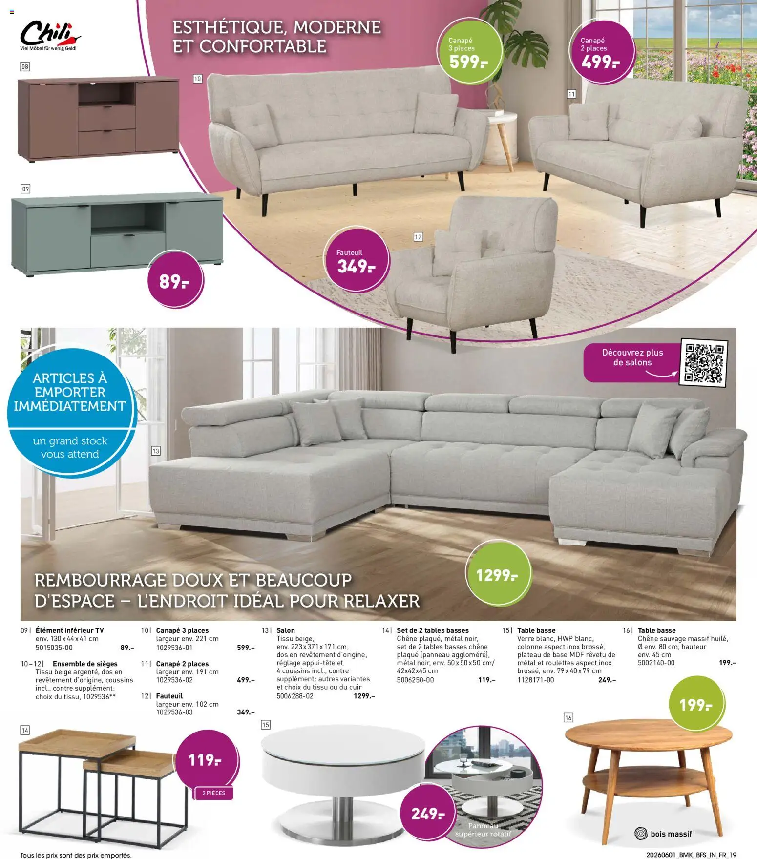 {H1} | Page: 19 | Produits: Base, Plateau, Fauteuil, Table basse