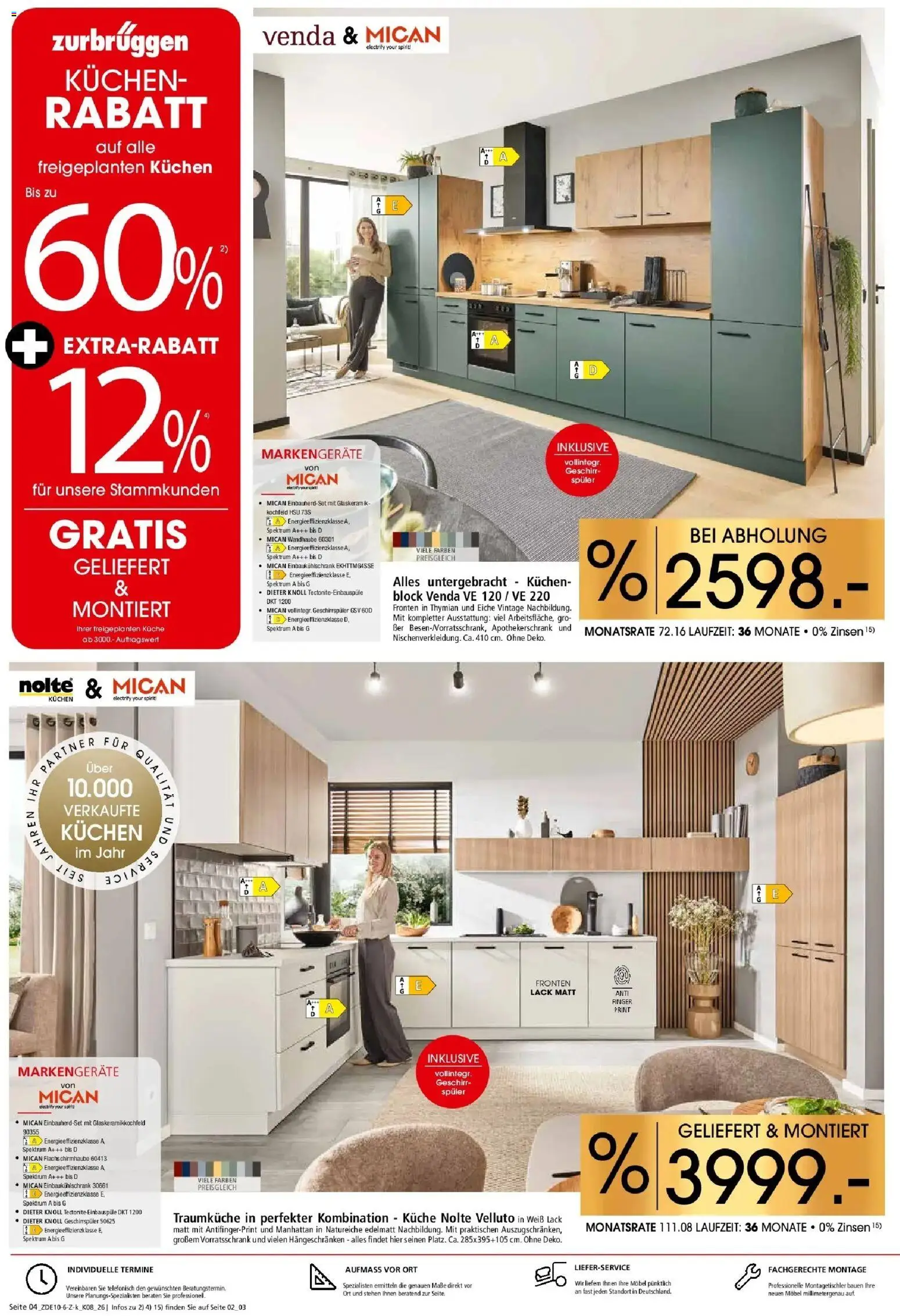 Zurbrüggen - Zurbrüggen: Küchen Vorteilswochen (ab 24.10.2026) zum Blättern | Seite: 4 | Produkte: Geschirrspüler, Küche, Kochfeld, Kuchen