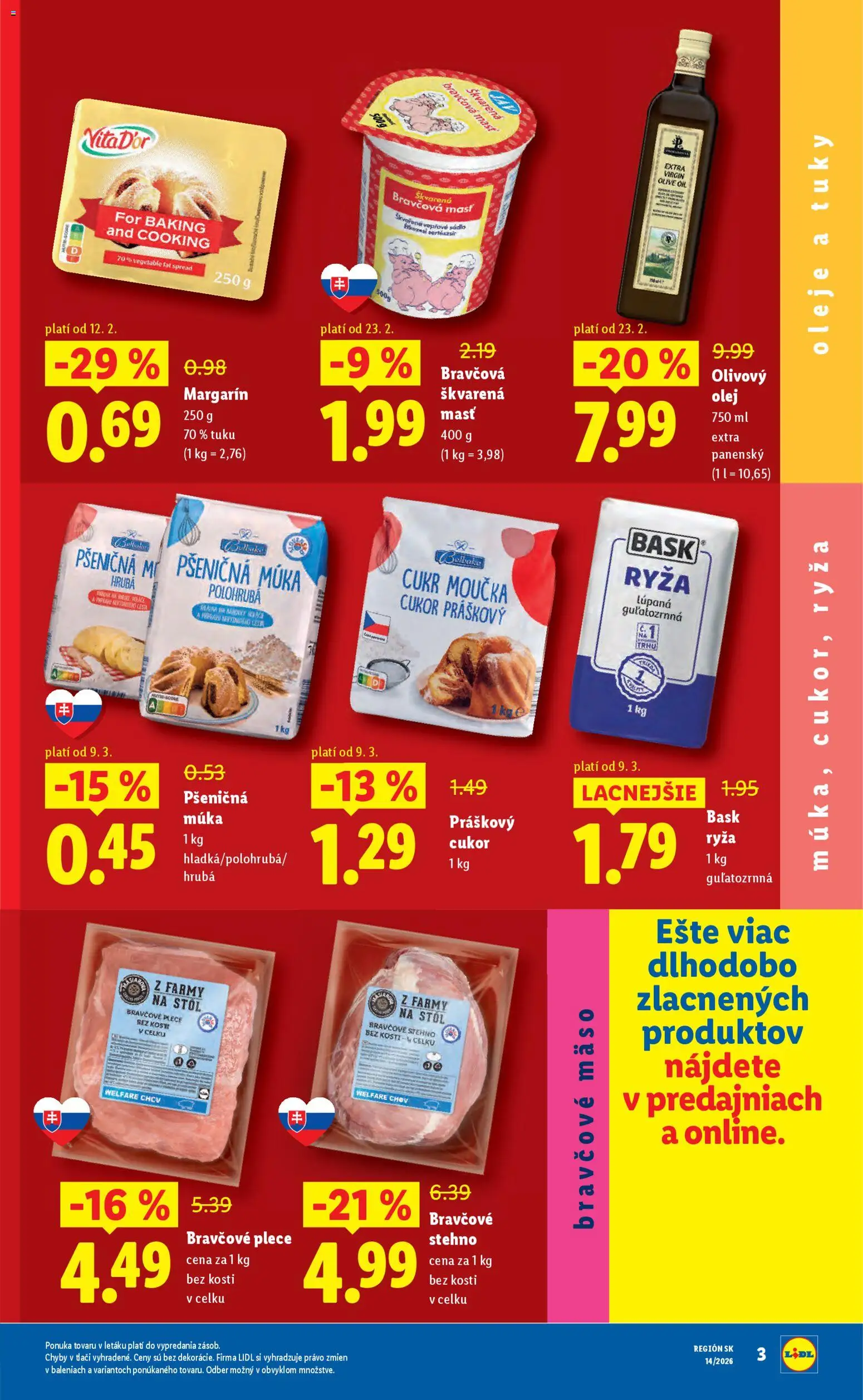 Nové Lidl akcie – leták je platný od 30.03.2026 | Strana: 3 | Produkty: Stôl, Práškový cukor, Pšeničná múka, Bravčové stehno