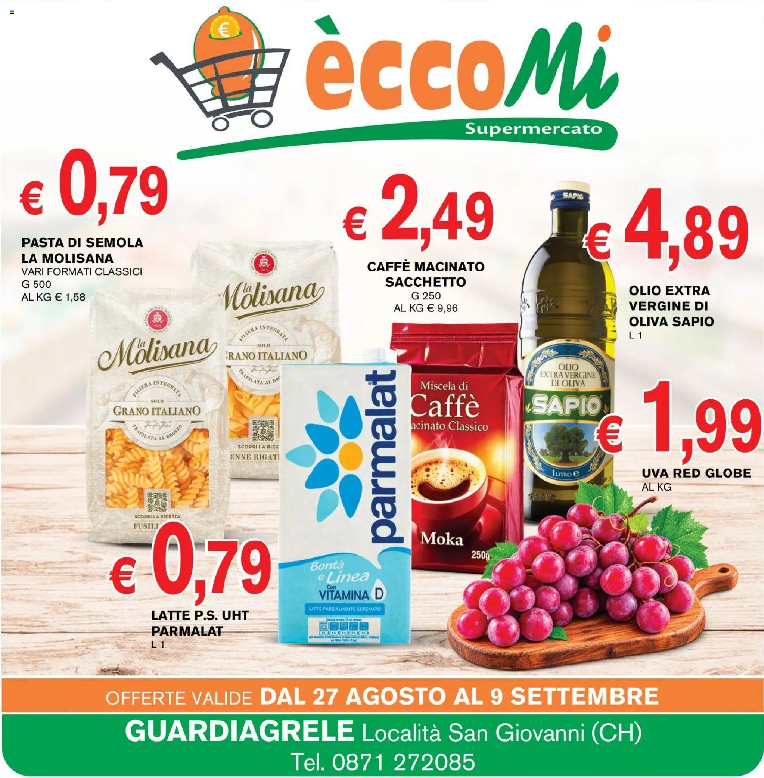 Volantino Coal del 28/08/2026 | Pagina: 1 | Prodotti: La Molisana, Pasta di semola, Semola, Caffè macinato