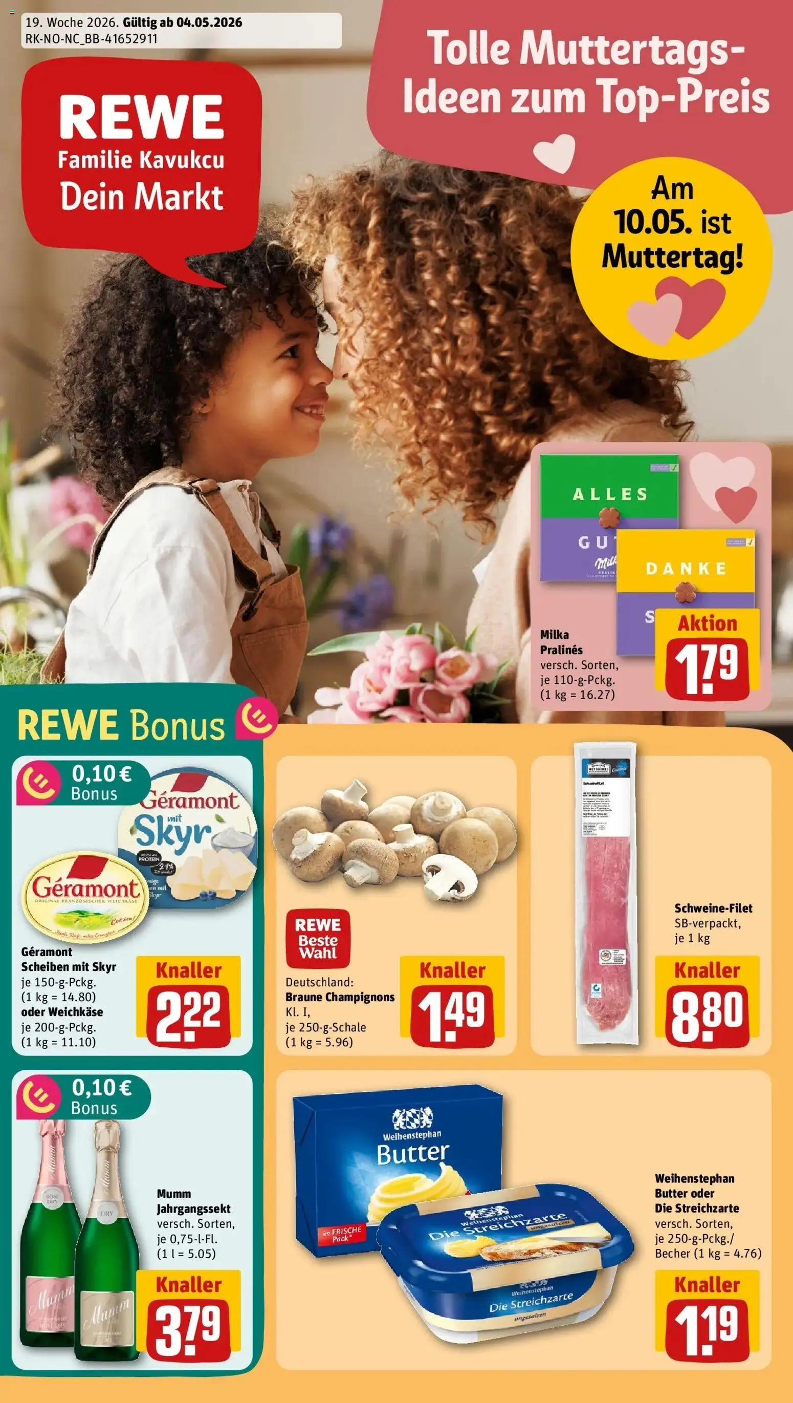 REWE Prospekt ab 04.05.2026 zum Blättern » Angebote | Seite: 1 | Produkte: Geramont, Butter, Weihenstephan butter, Skyr
