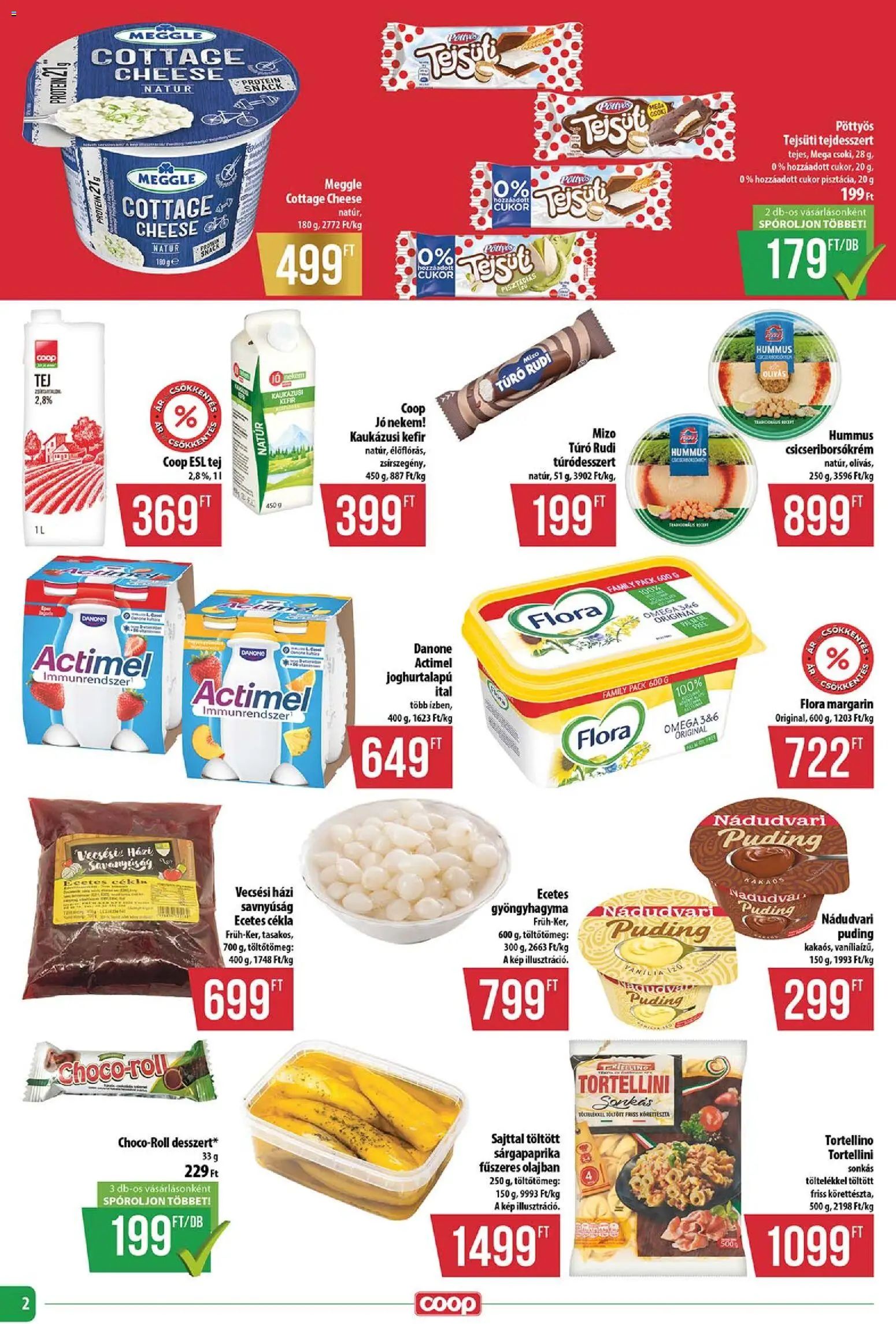 COOP akciós ujság - amely érvényes a következő dátumtól: 2026.10.15. | Oldal: 2 | Termékek: Puding, Ecetes cékla, Actimel, Protein