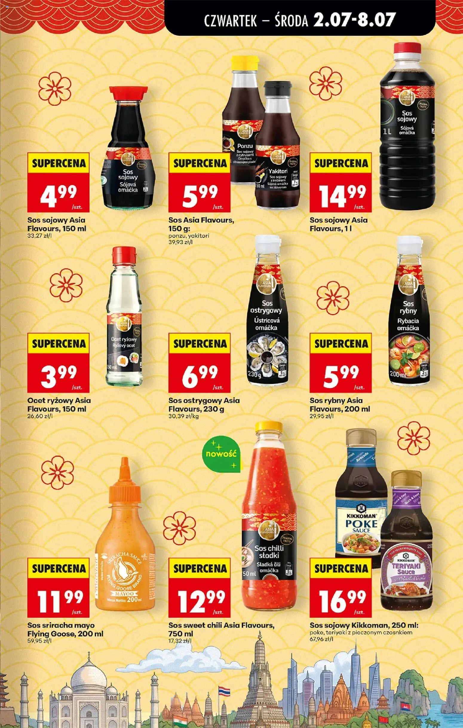 Biedronka gazetka od czwartku od 02.07.2026 | Strona: 39 | Produkty: Ocet, Sos sojowy, Sos sriracha, Sos