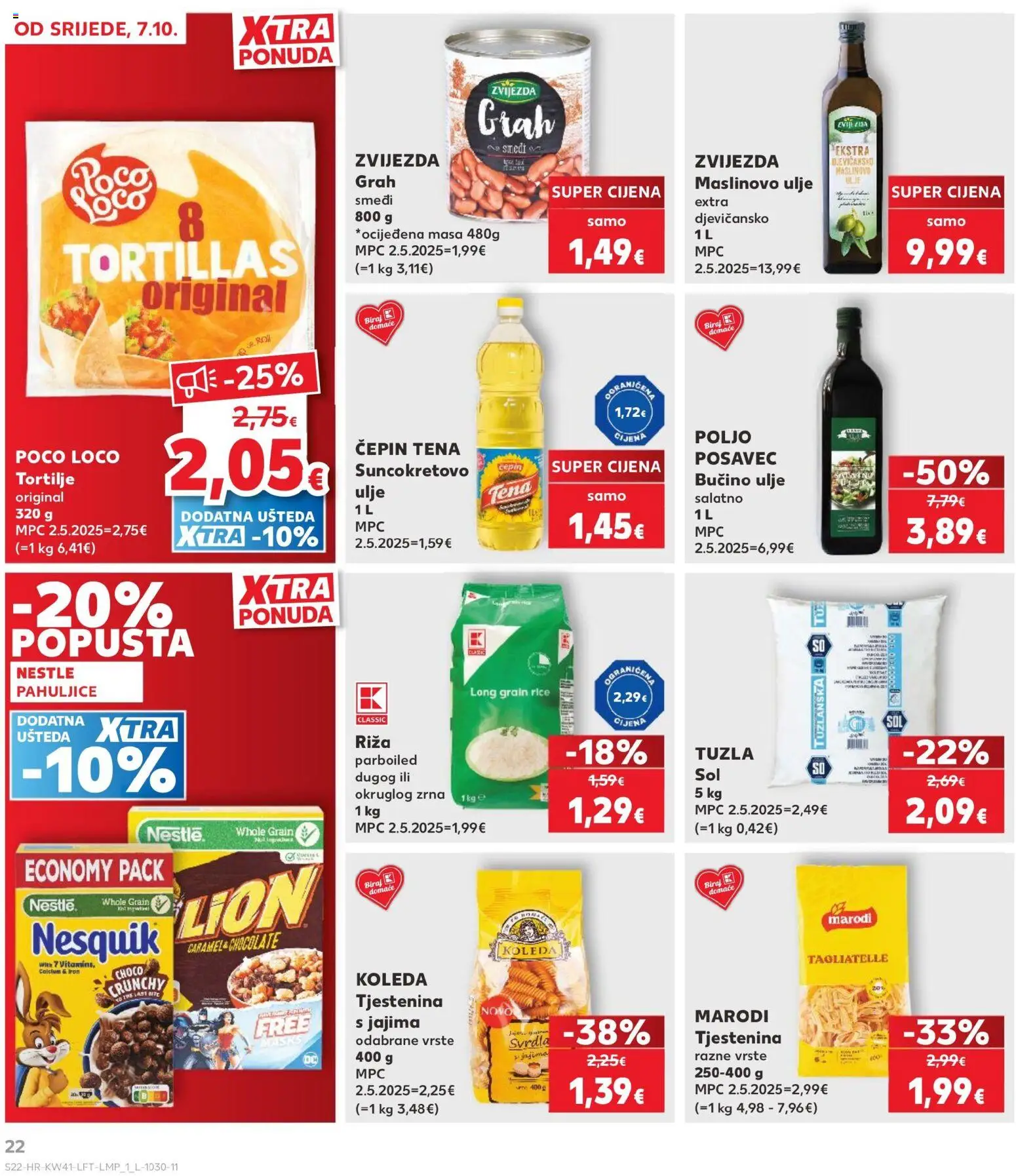 Kaufland katalog | vrijedi od 07.10.2026 | Stranica: 22 | Proizvodi: Suncokretovo ulje, Nesquik, Sol, Tortilje