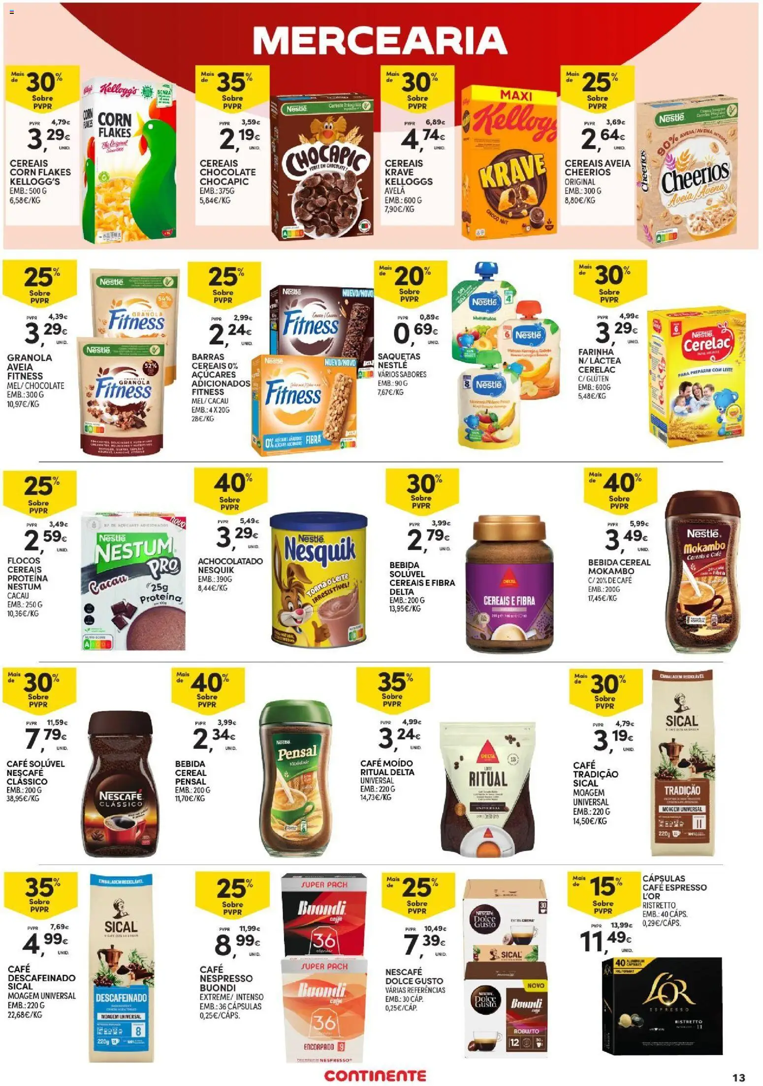 Continente folheto Açores │ válido de 15/10/2026 | Página: 13 | Produtos: Nespresso, Cereais, Farinha, Proteina