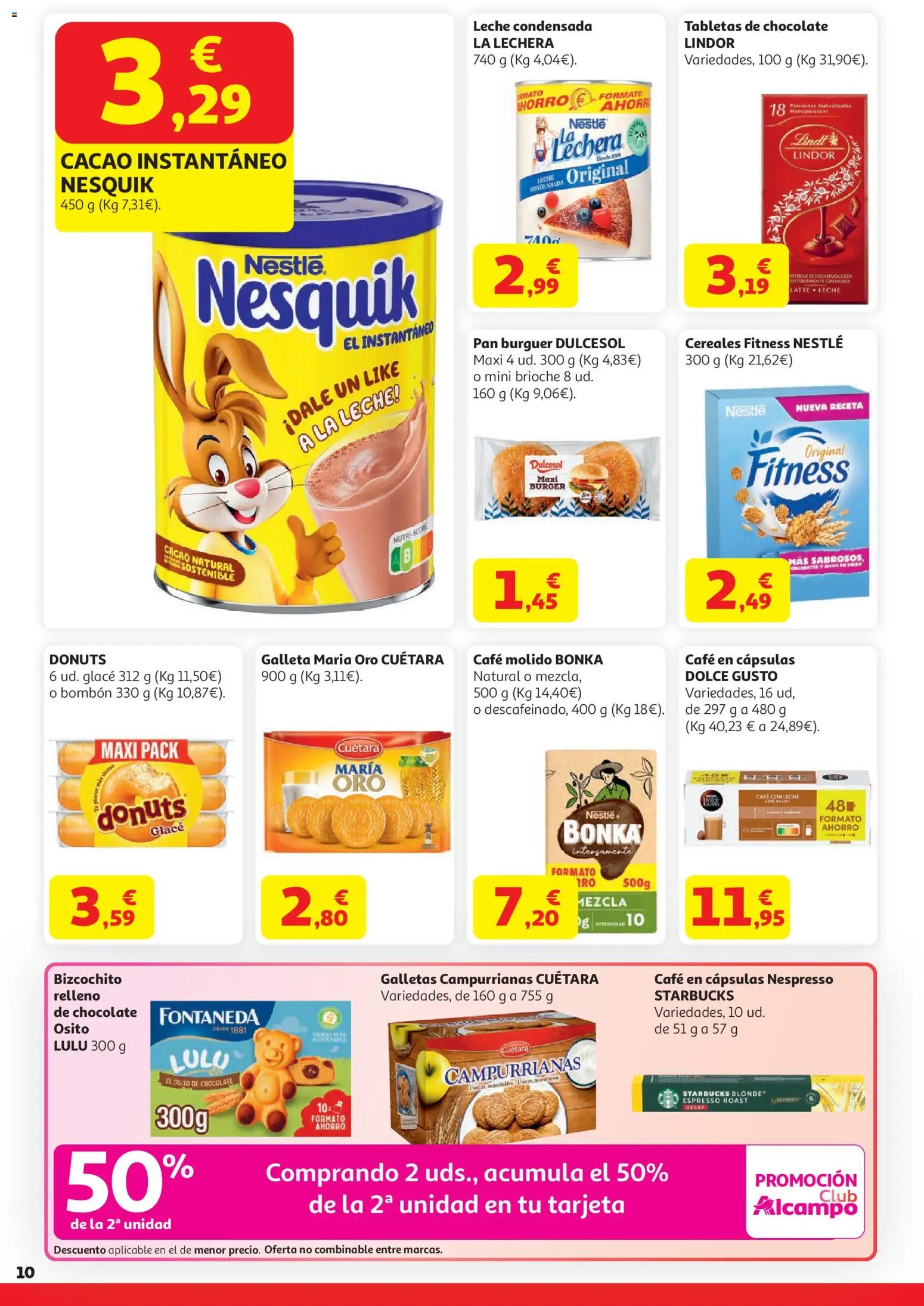 Alcampo Superstore │ válido desde el 07.04.2026 | Página: 10 | Productos: Leche, Café, Café molido, Donuts