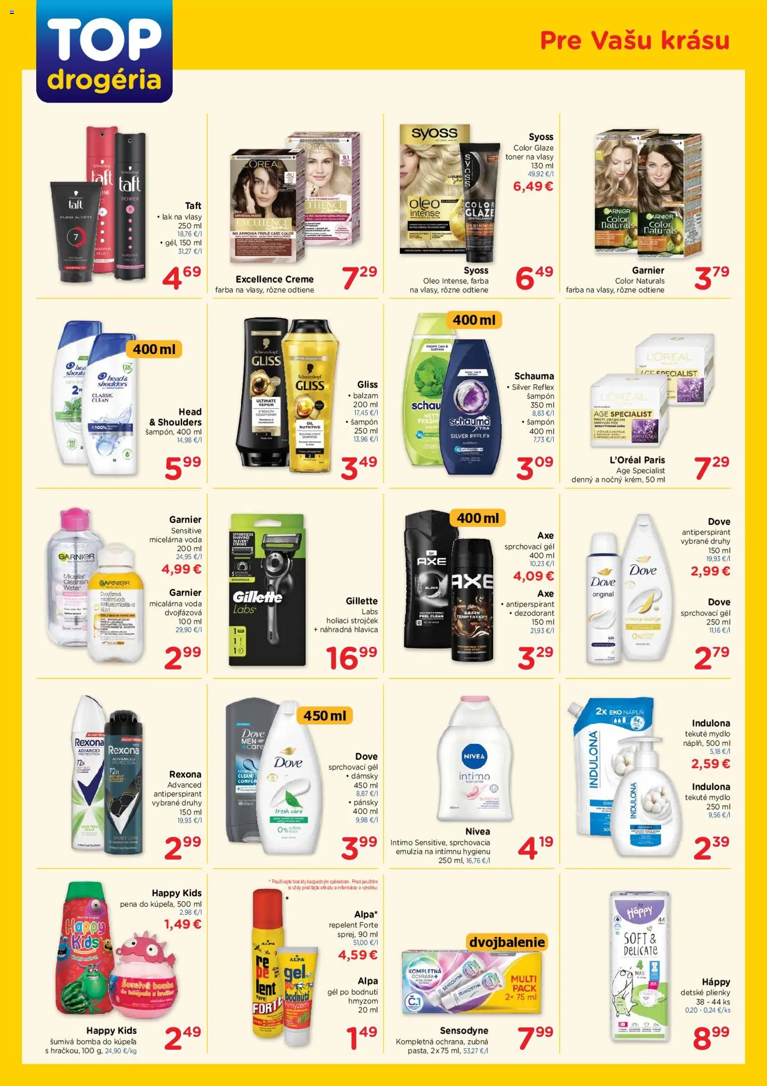 Nové TOP Drogéria akcie – leták je platný od 10.08.2026 | Strana: 3 | Produkty: Strojček, Holiaci strojček, Šampón, Dezodorant