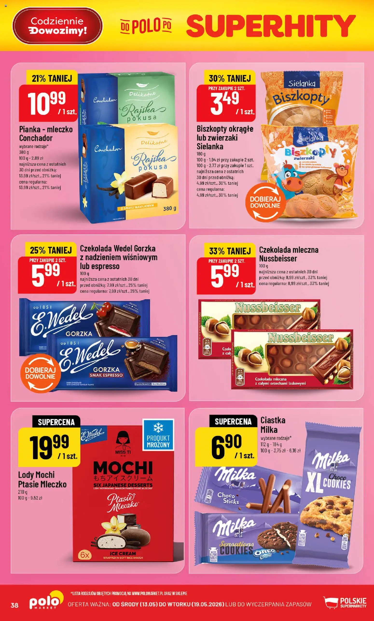POLOmarket gazetka od 13.05.2026 | Strona: 38 | Produkty: Czekolada mleczna, Ptasie mleczko, Czekolada, Ciastka