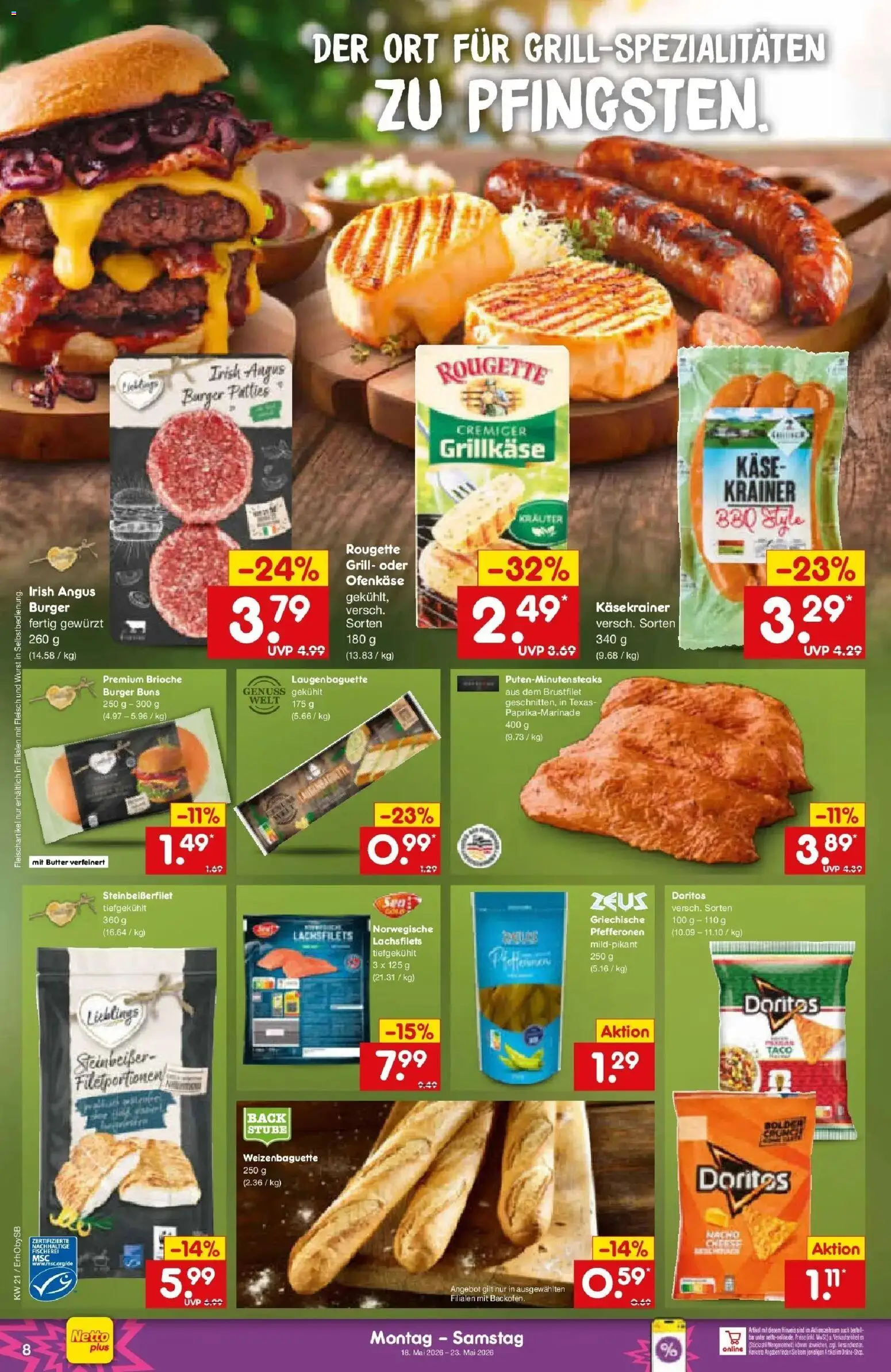 Netto Marken-Discount Prospekt Mauern	 – gültig ab 17.05.2026 | Seite: 8 | Produkte: Butter, Käse, Wurst, Fleisch