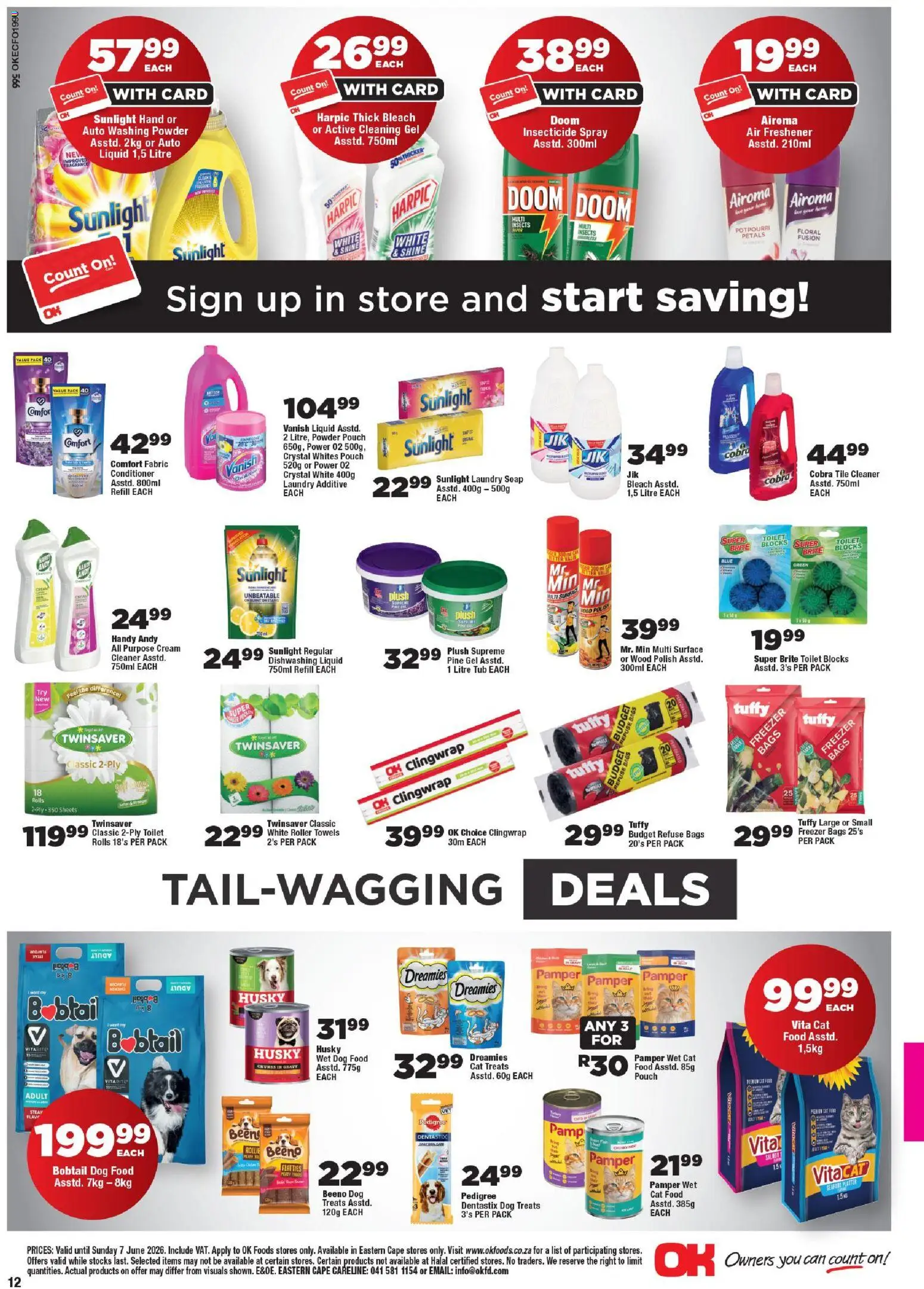 New OK Foods catalogue – valid from 25.05.2026 | Page: 12 | Products: Air freshener, Conditioner, Refuse bags, Dishwashing liquid