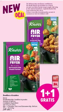 Knorr Bouillonketeltje, bouillon in poeder, Aromat of Airfryer, Bouillon of kruiden, combineer & profiteer. Van 30 g tot 224 g. - Voorbeeld van een folder van Delhaize, geldig van 28.05.2026 | Pagina: 43
