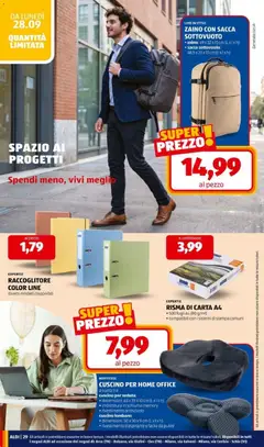 Anteprima del volantino Aldi volantino valido a partire dal 28/09/2026 | Pagina: 26 | Prodotti: Zaino, Stampa, Cuscino, Carta A4