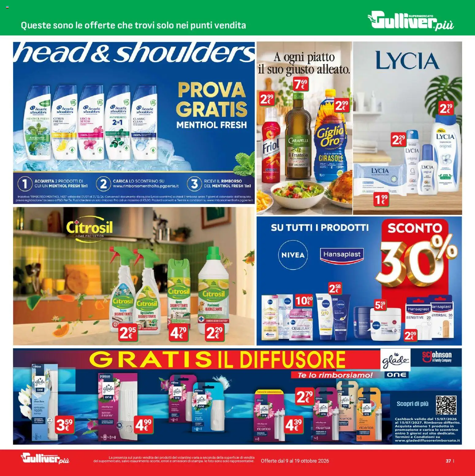 Volantino Gulliver del 09/10/2026 | Pagina: 37 | Prodotti: Head & Shoulders, Tè, Olio, Piatto