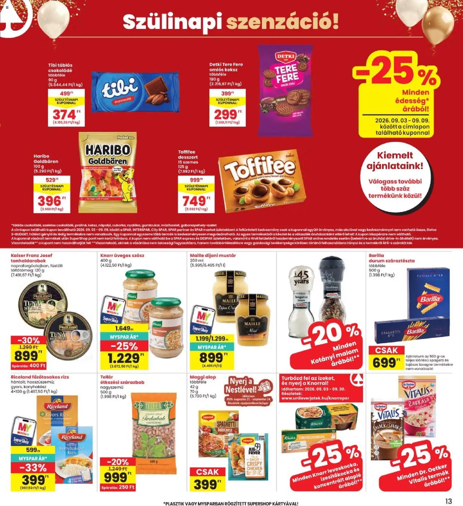 Interspar akciós ujság - amely érvényes a következő dátumtól: 2026.09.03. | Oldal: 13 | Termékek: Dr. Oetker, Zabkása, Barilla, Rizs