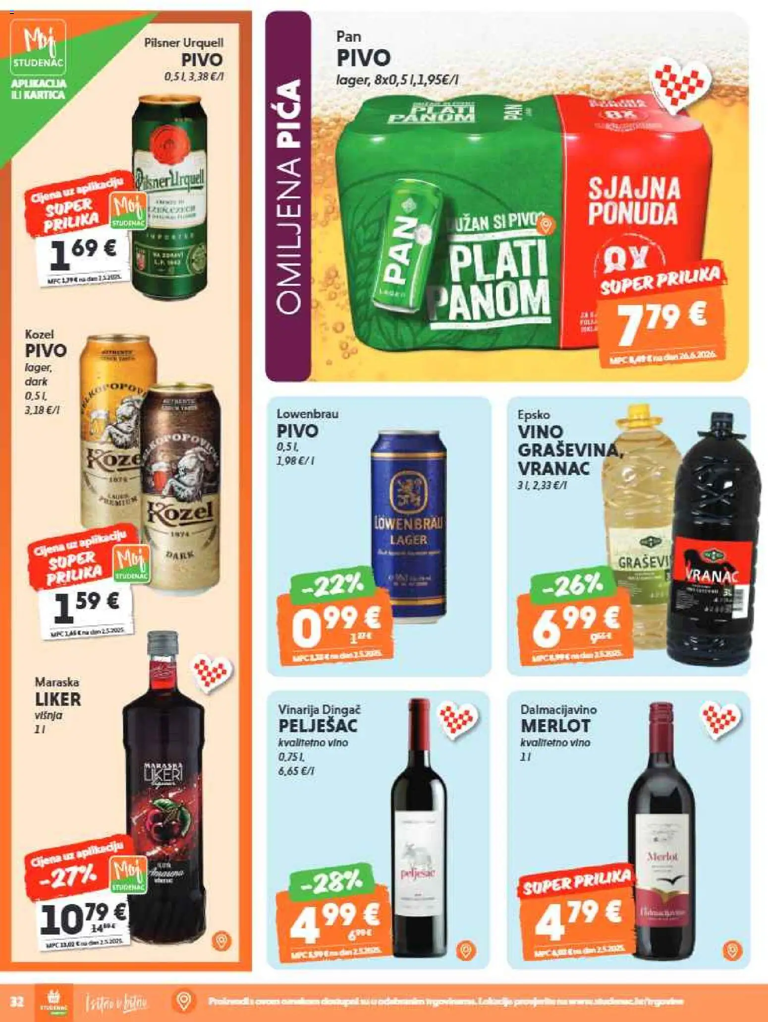 Studenac katalog | vrijedi od 29.07.2026 | Stranica: 32 | Proizvodi: Kozel, Vino, Pivo, Lager
