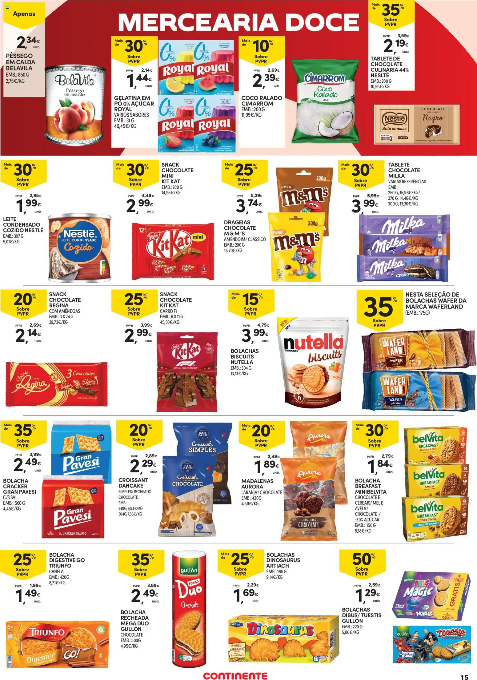 Continente Açores │ válido de 11.06.2026 | Página: 15 | Produtos: Chocolates, Canela, Nestlé, Mel