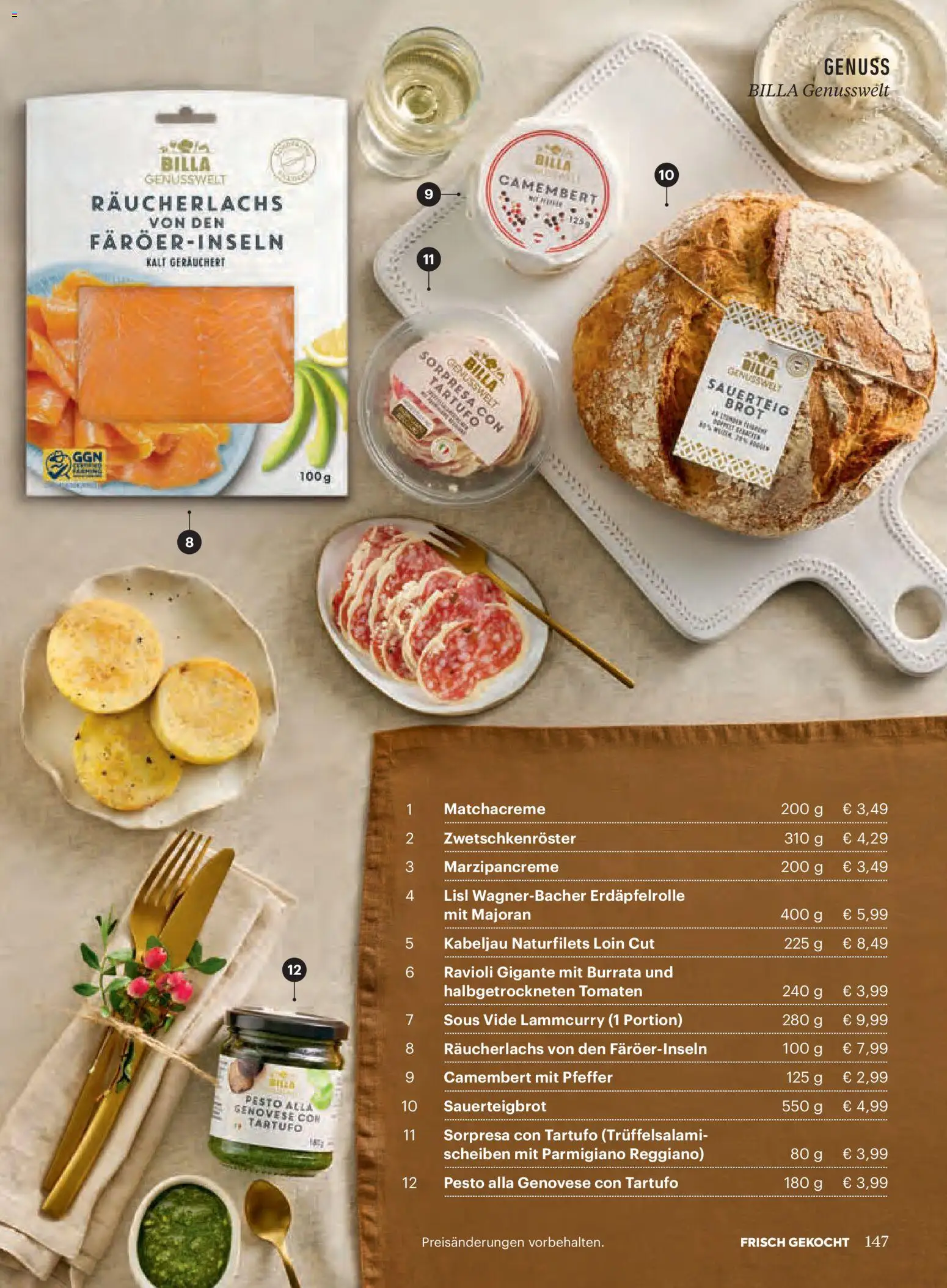 Billa AT akciós ujság - amely érvényes a következő dátumtól: 2026.11.01. | Oldal: 147 | Termékek: Pesto, Burrata, Camembert, Parmigiano Reggiano