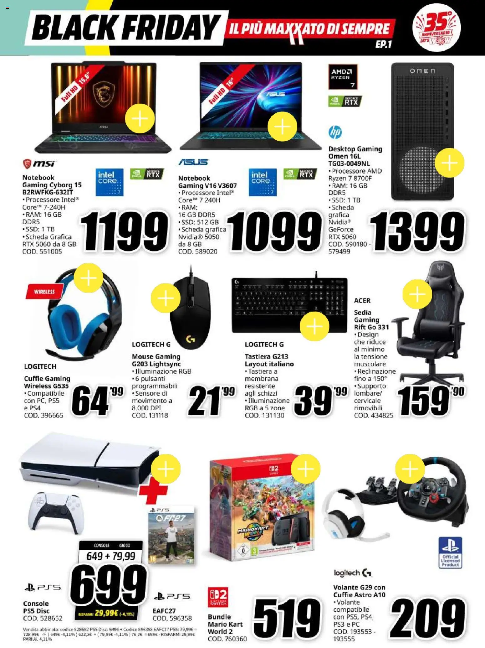 Volantino Media World del 30/10/2026 | Pagina: 12 | Prodotti: Cuffie, Gioco, Sedia, Illuminazione