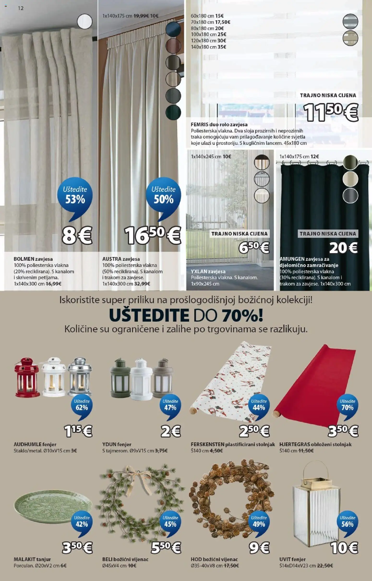 JYSK katalog | vrijedi od 30.09.2026 | Stranica: 12 | Proizvodi: Rolo zavjesa, Zavjesa, Stolnjak, Fenjer