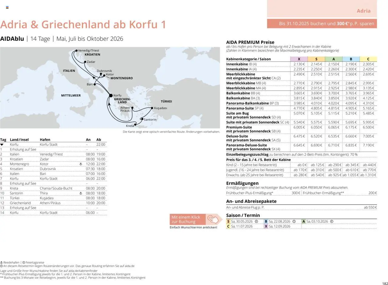Aida Sommer 2026 – gültig ab 01.03.2026 | Seite: 182 | Produkte: Bett
