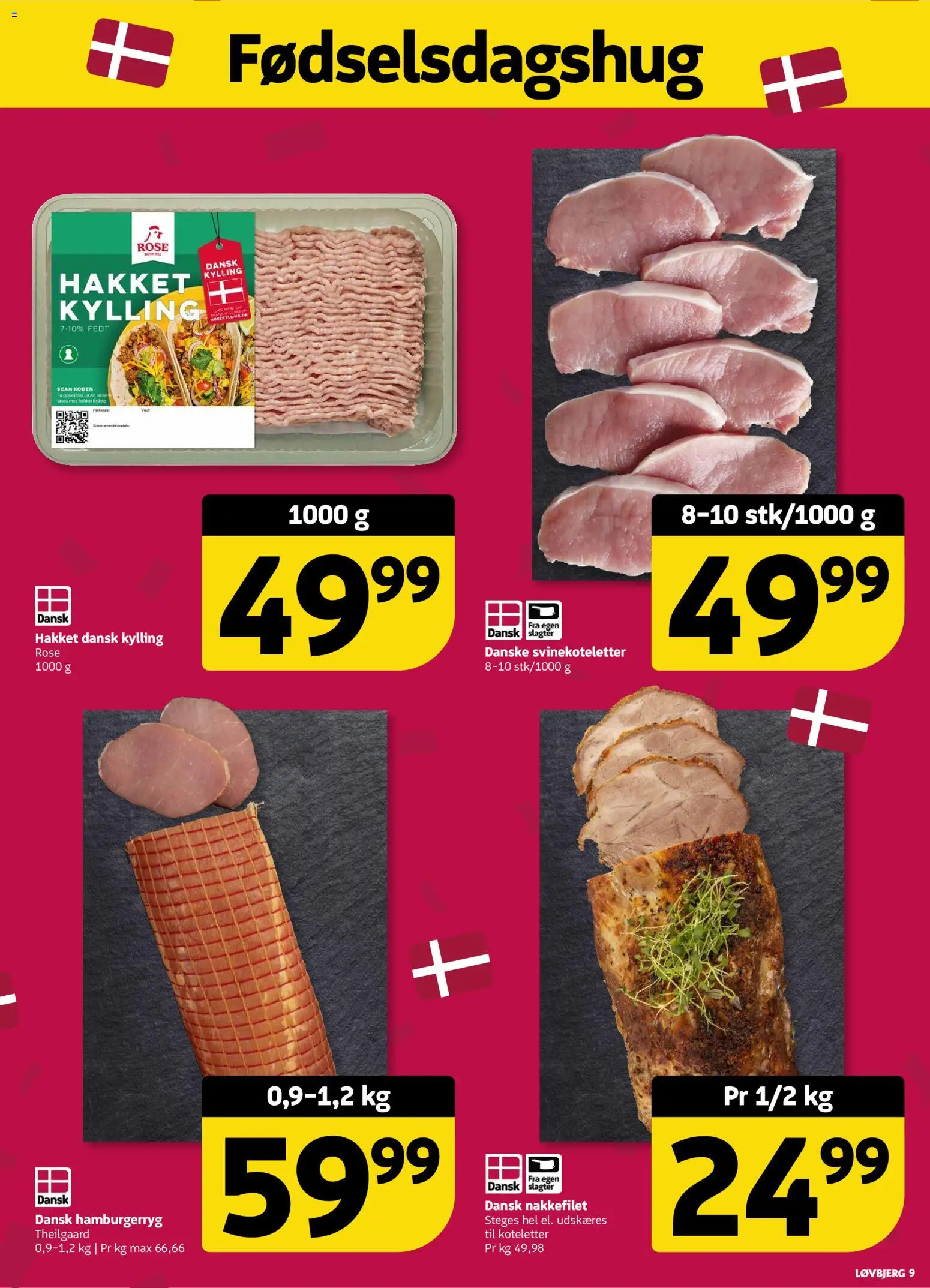 Løvbjerg tilbudsavis – gyldig fra 04/09/2026 | Side: 9 | Produkter: Koteletter, Nakkefilet, Hamburgerryg