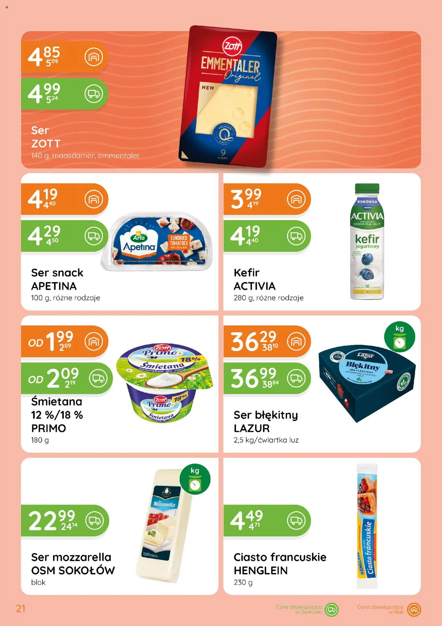 Eurocash gazetka od 15.10.2026 | Strona: 21 | Produkty: Kefir, Ciasto francuskie, Ciasto, Ser